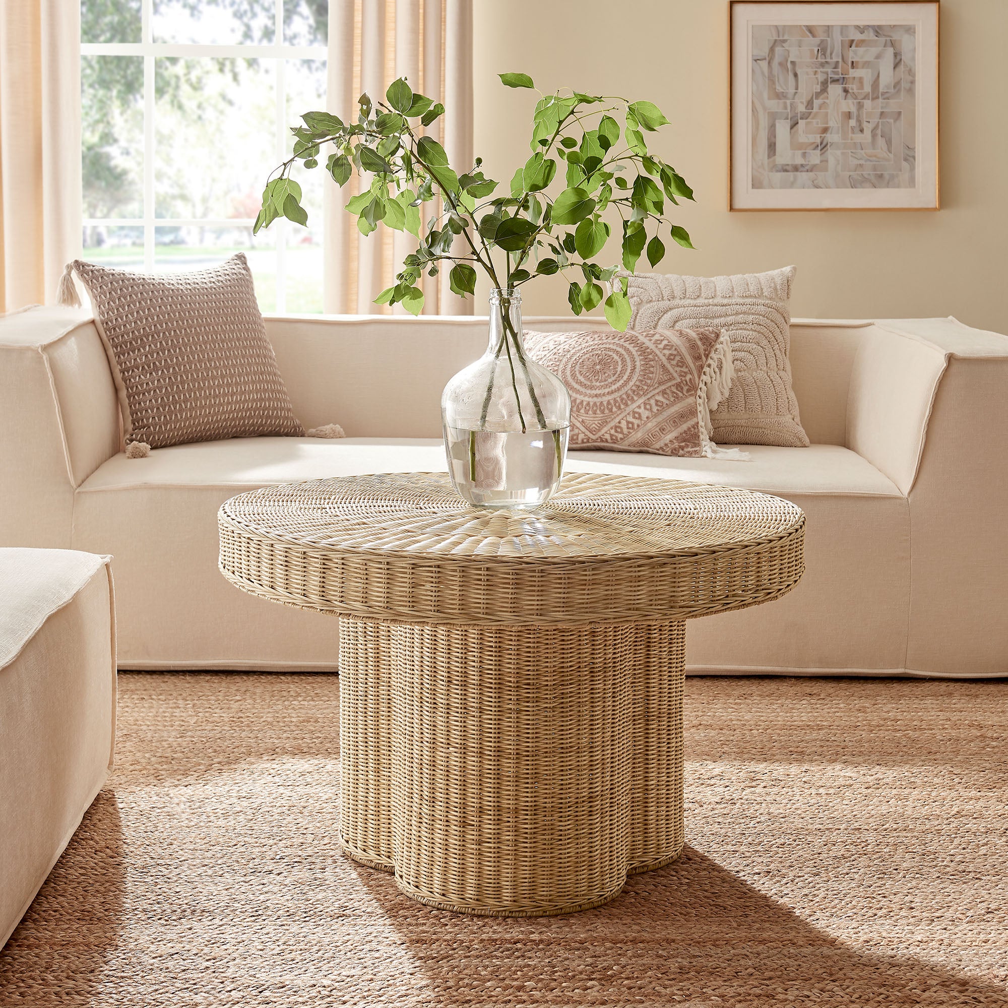 Ainsley 32 Inch Round Natural Rattan Coffee Table view 2