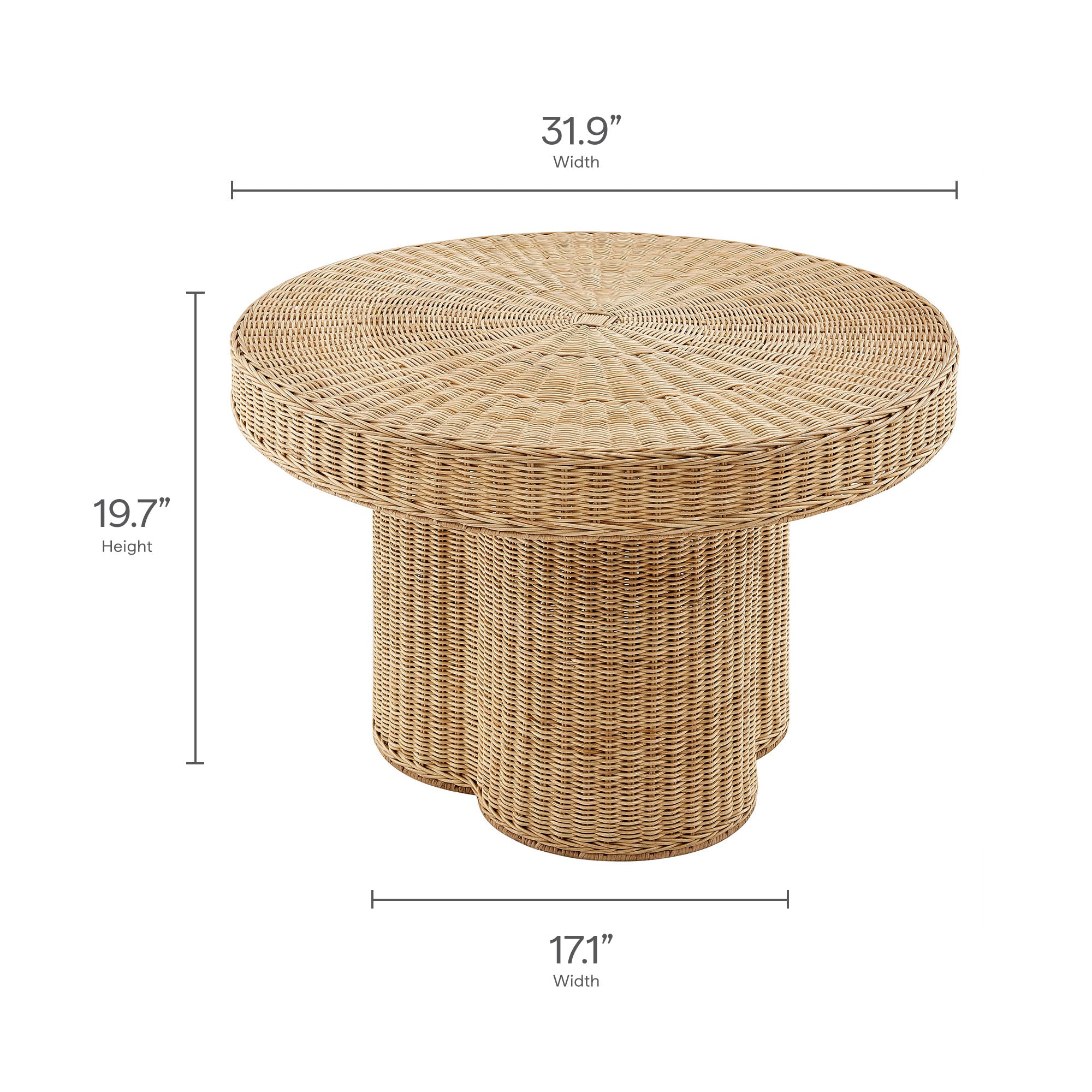 Ainsley 32 Inch Round Natural Rattan Coffee Table view 4