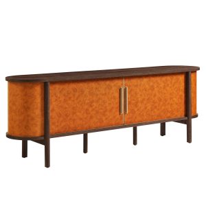 Coralie Curved 71" Vegan Leather Oval TV Stand