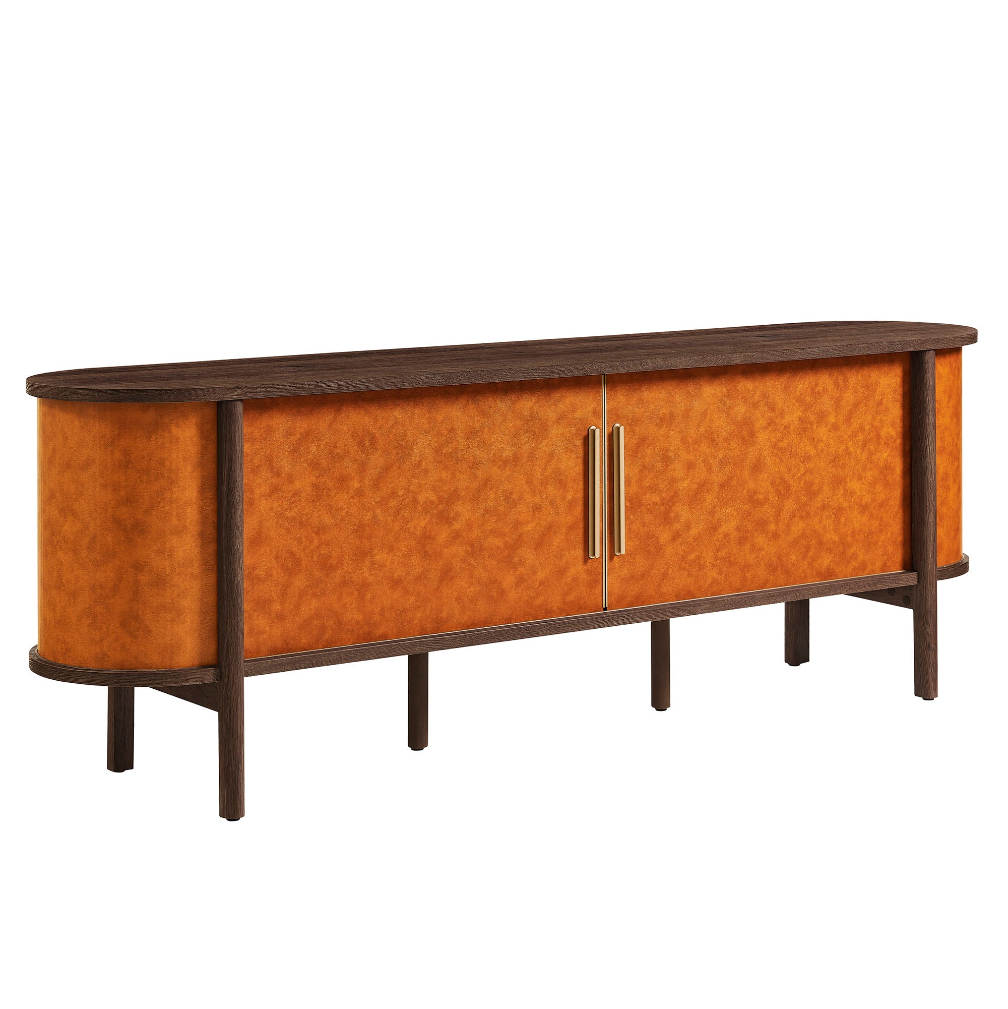 Coralie Curved 71″ Vegan Leather Oval TV Stand view 1
