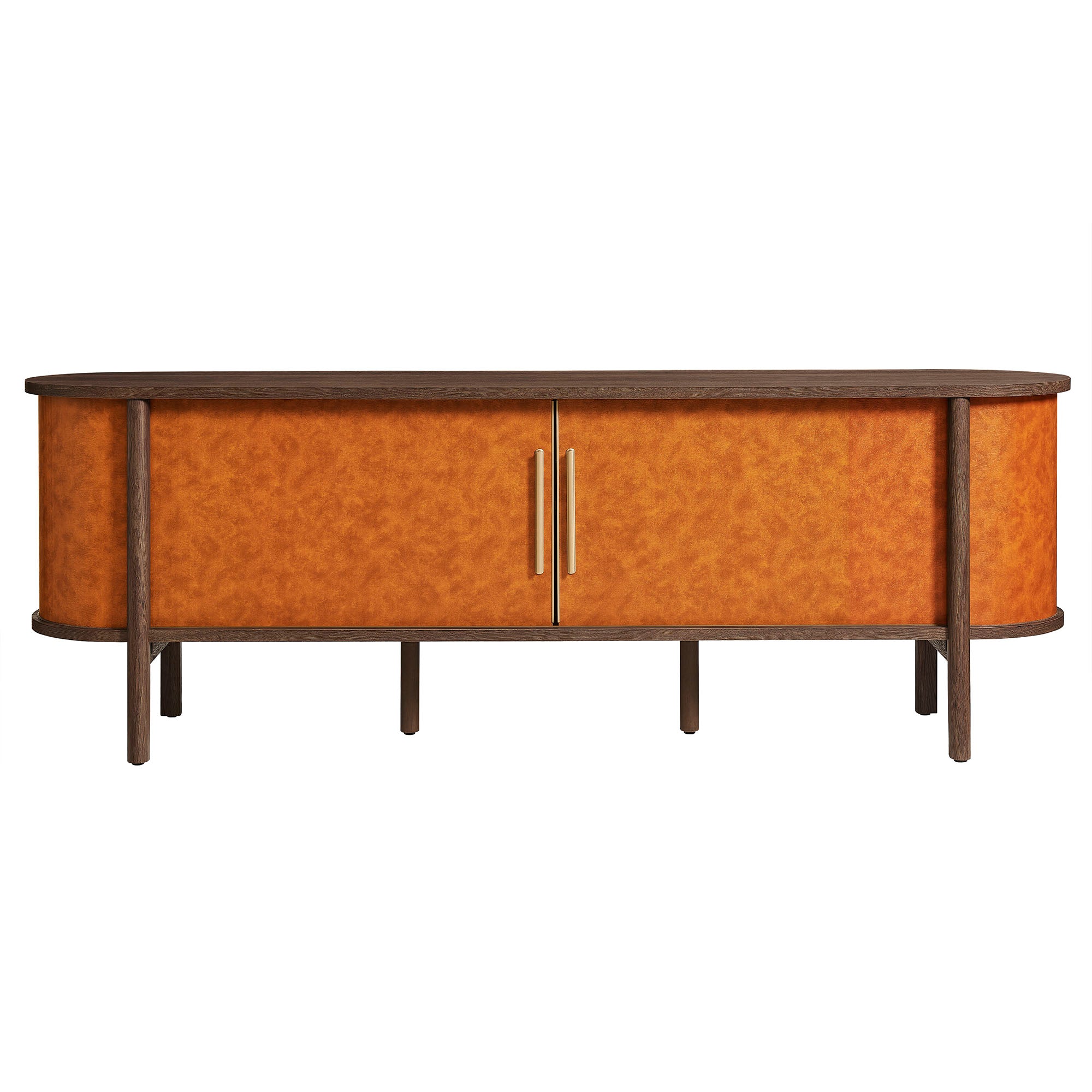 Coralie Curved 71″ Vegan Leather Oval TV Stand view 7