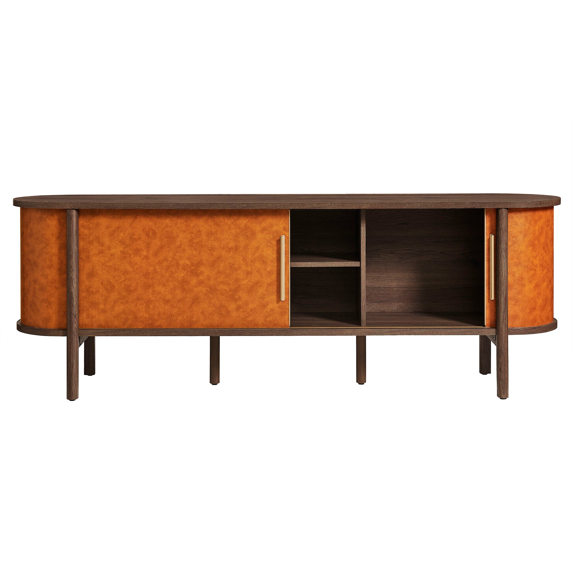 Coralie Curved 71″ Vegan Leather Oval TV Stand view 8