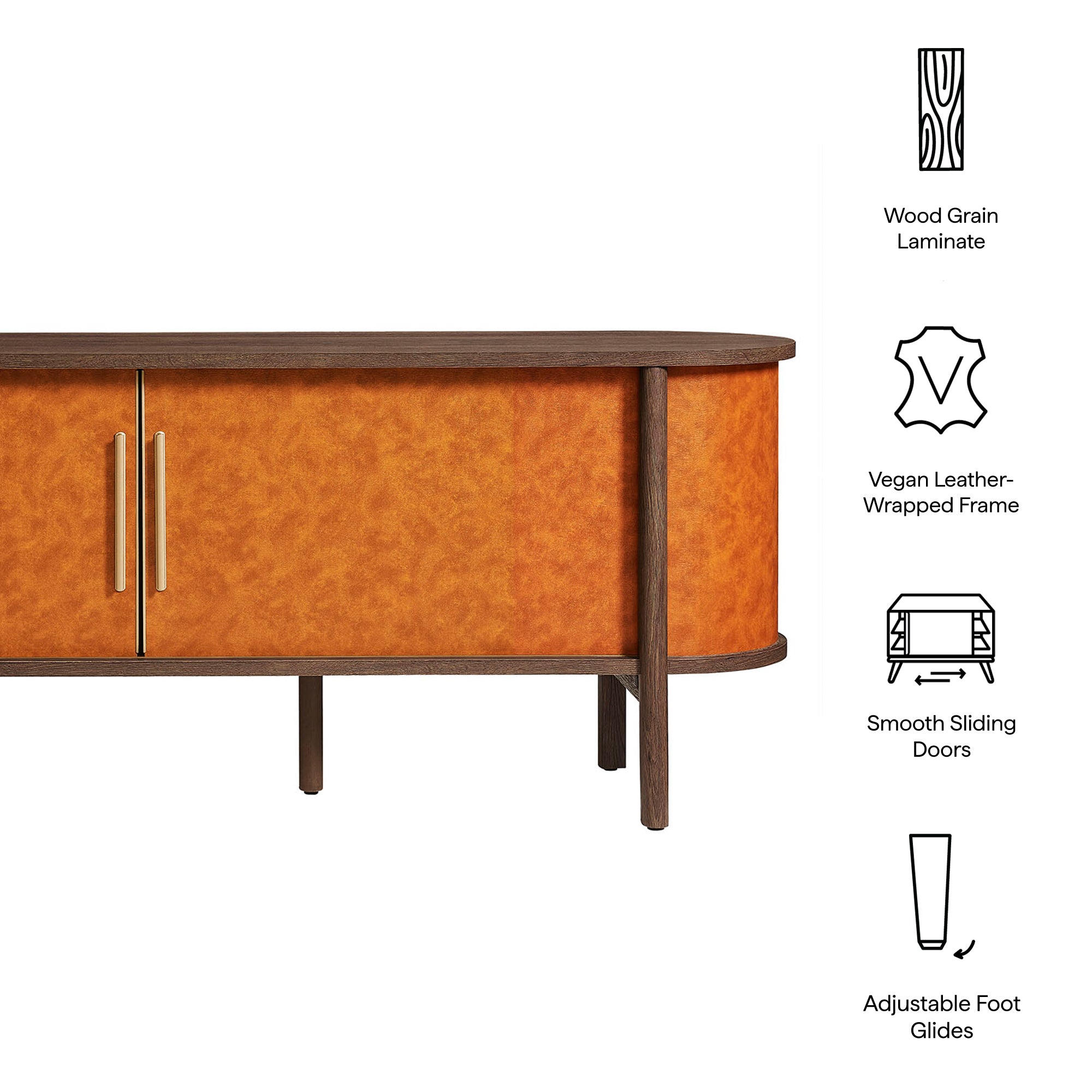 Coralie Curved 71″ Vegan Leather Oval TV Stand view 3