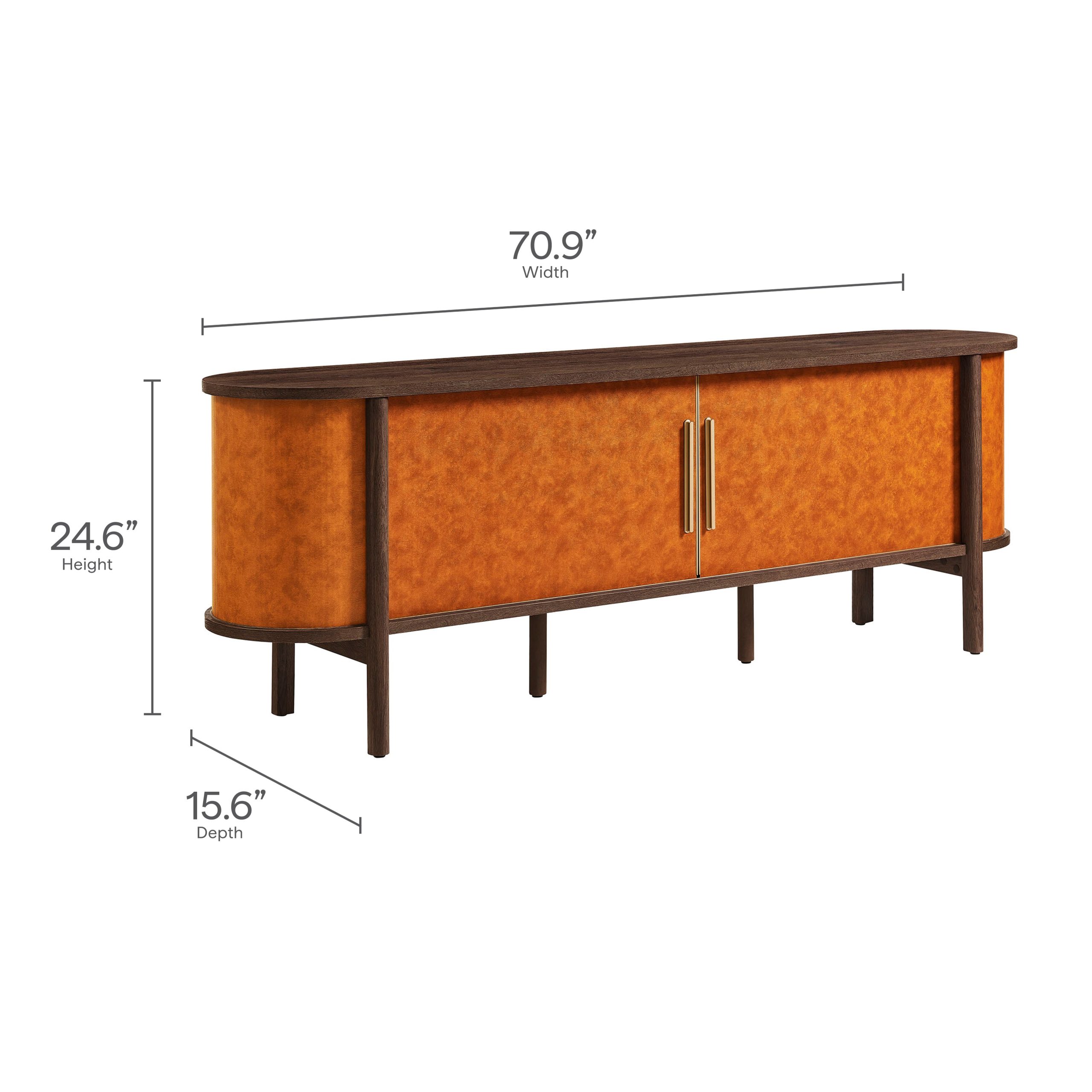 Coralie Curved 71″ Vegan Leather Oval TV Stand view 4
