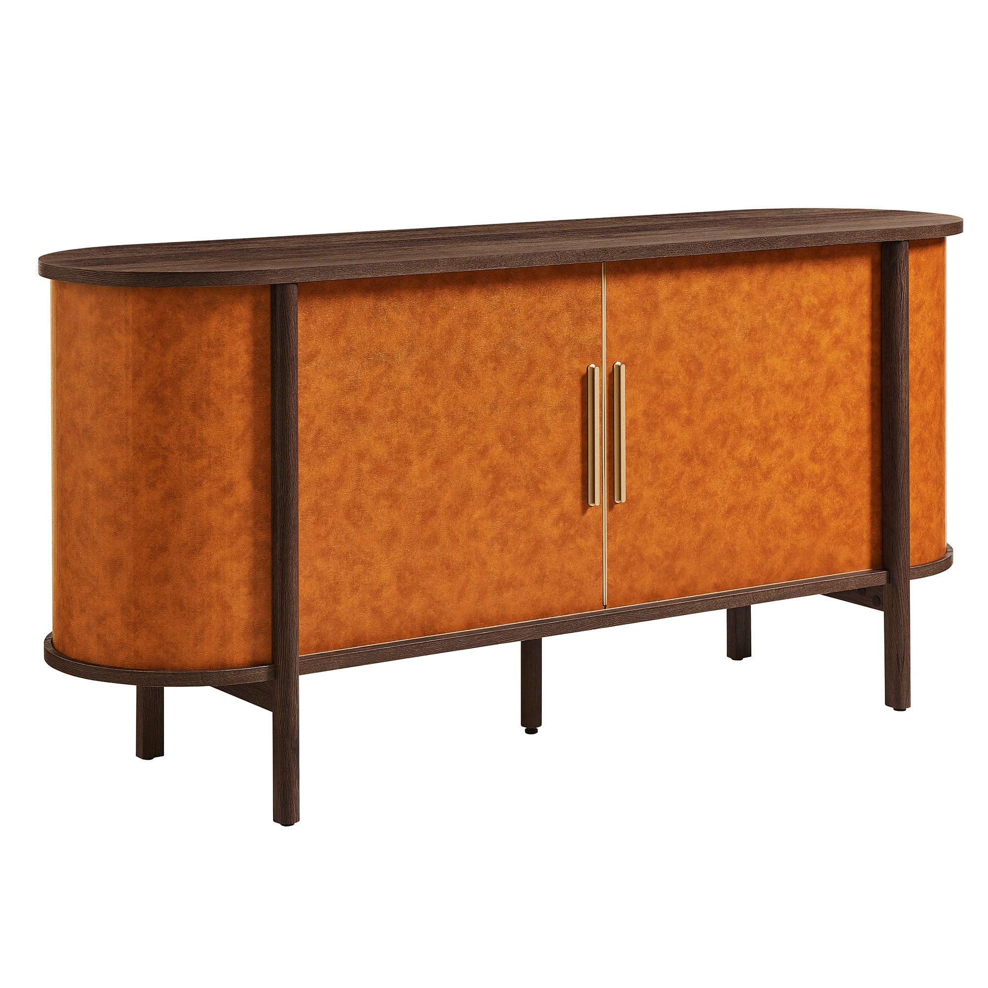 Coralie Curved Vegan Leather Oval Sideboard view 1