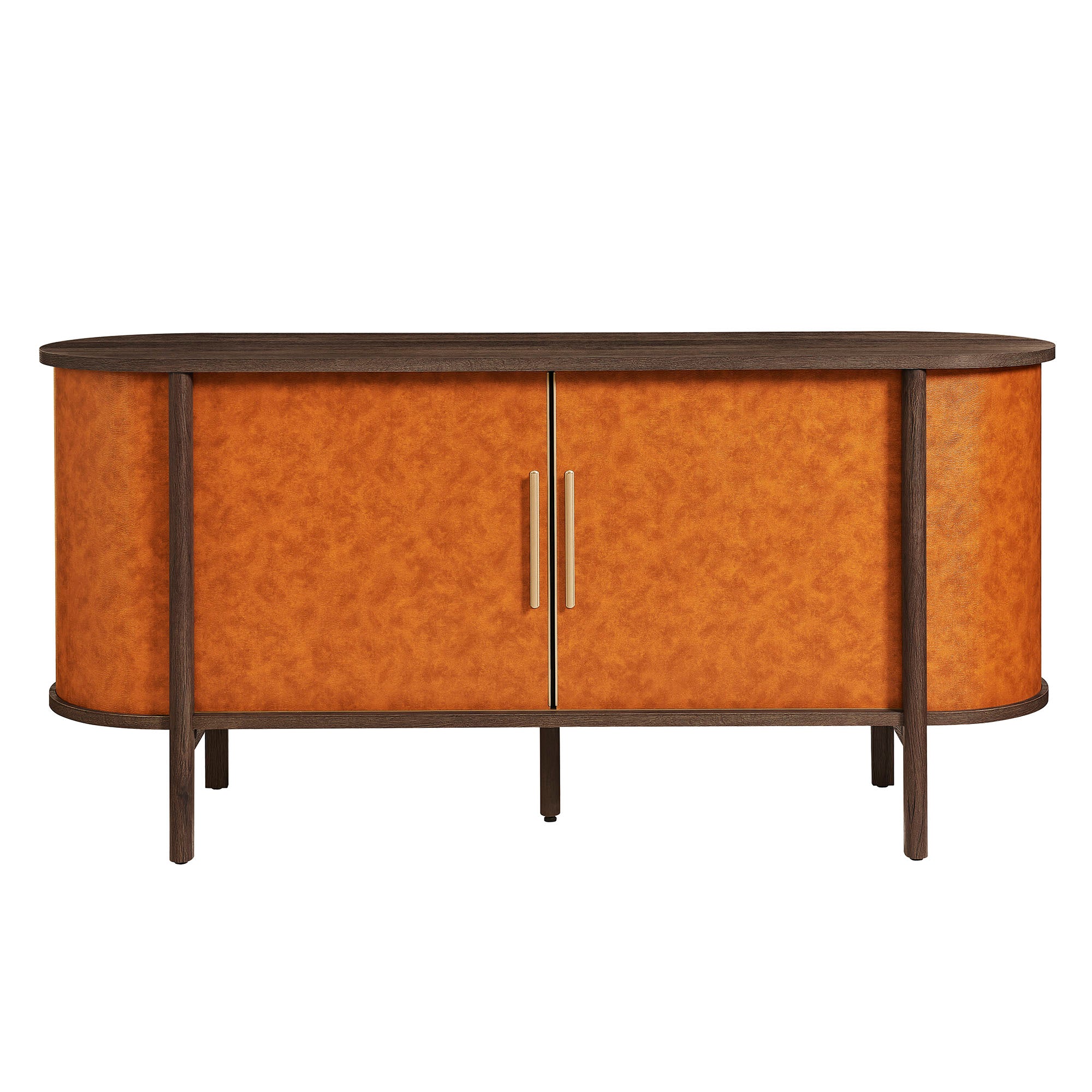 Coralie Curved Vegan Leather Oval Sideboard view 8