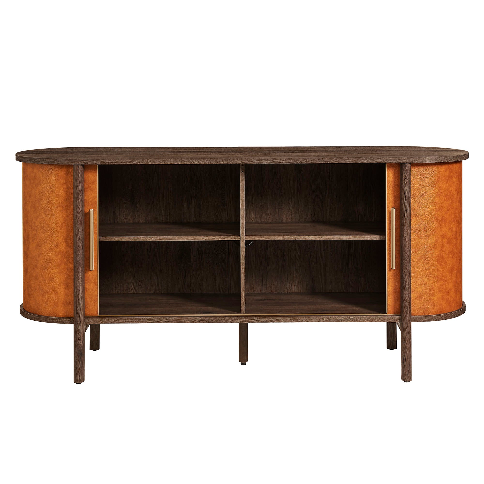 Coralie Curved Vegan Leather Oval Sideboard - Image 10