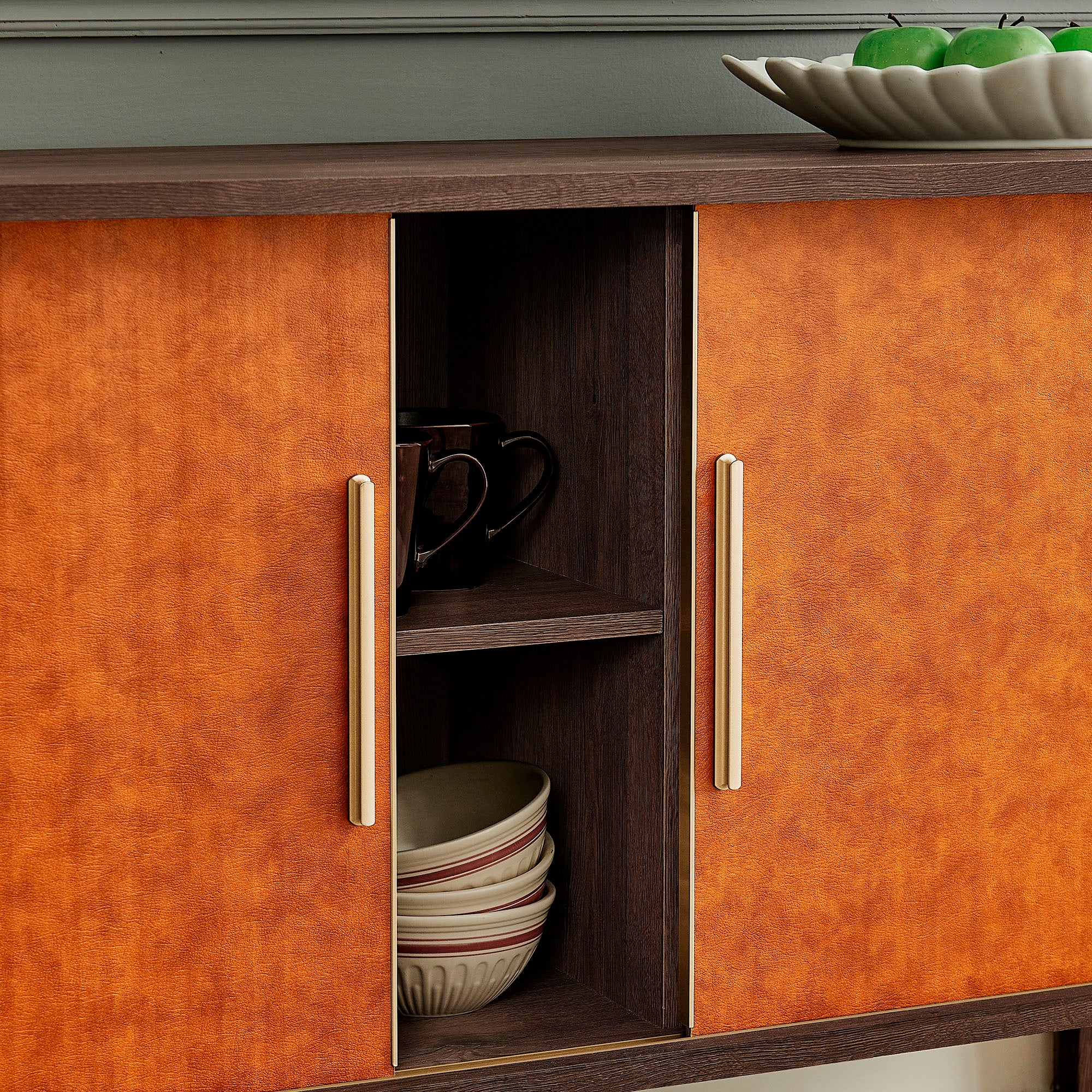 Coralie Curved Vegan Leather Oval Sideboard view 6