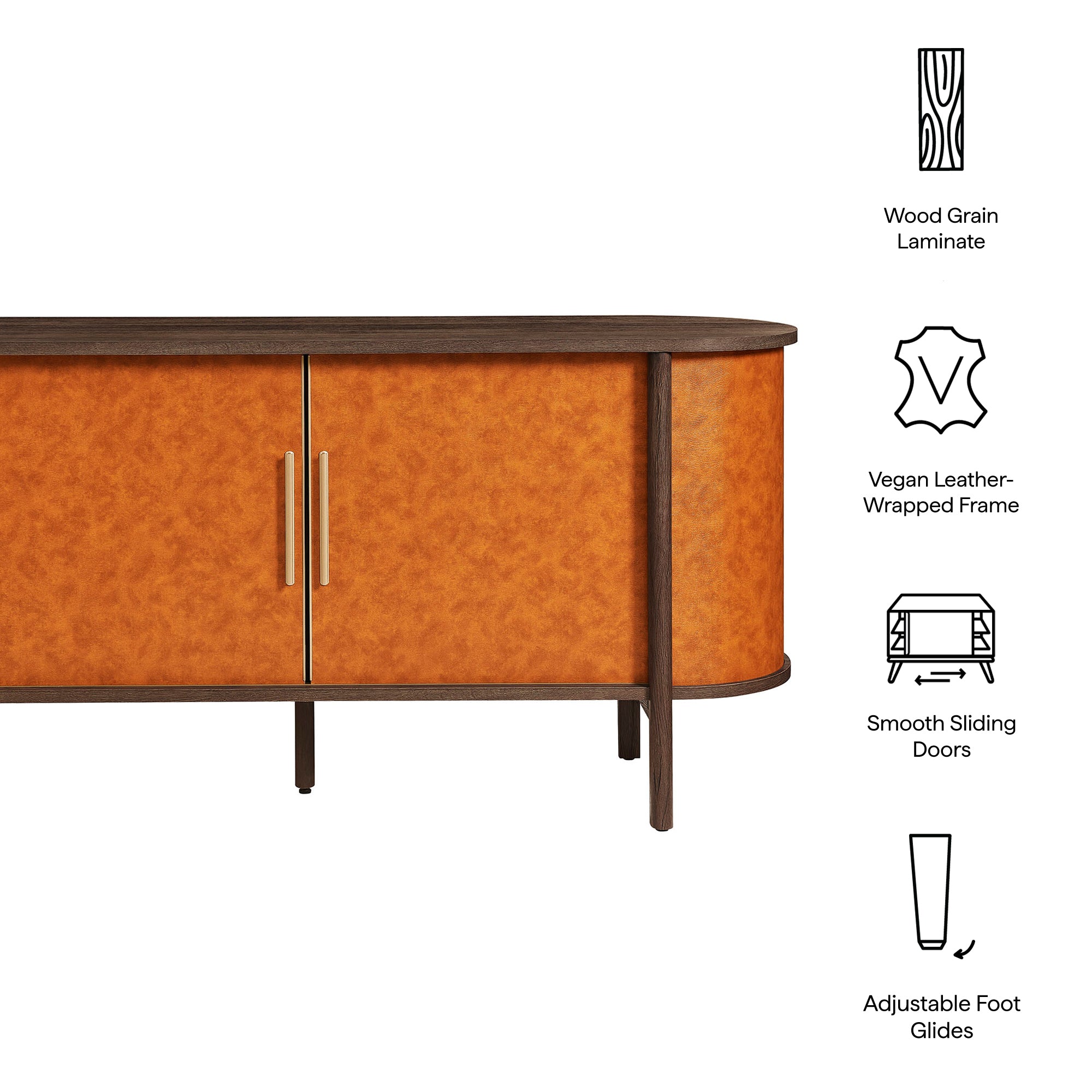 Coralie Curved Vegan Leather Oval Sideboard view 3