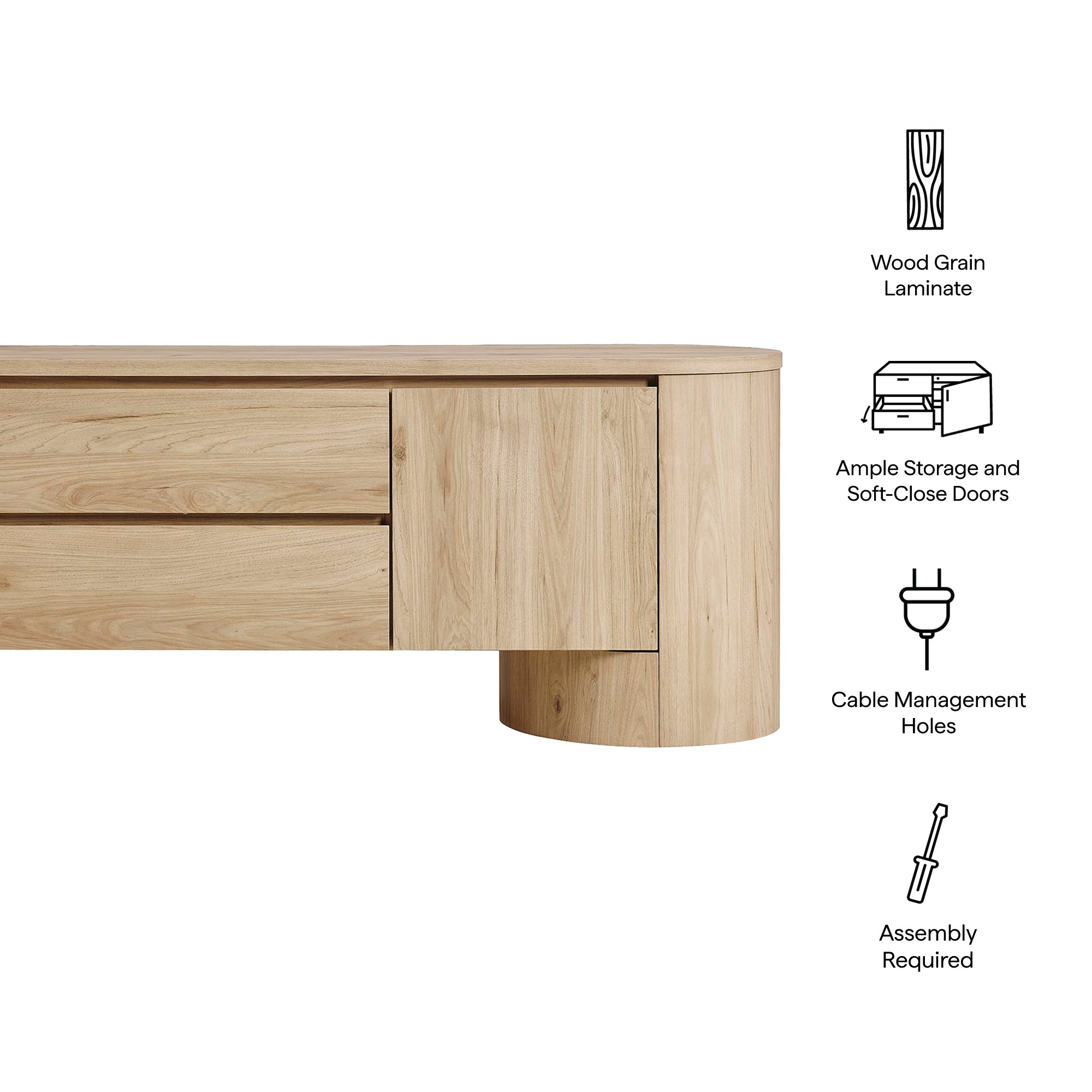 Duval 71 Inch Oval TV Cabinet view 3