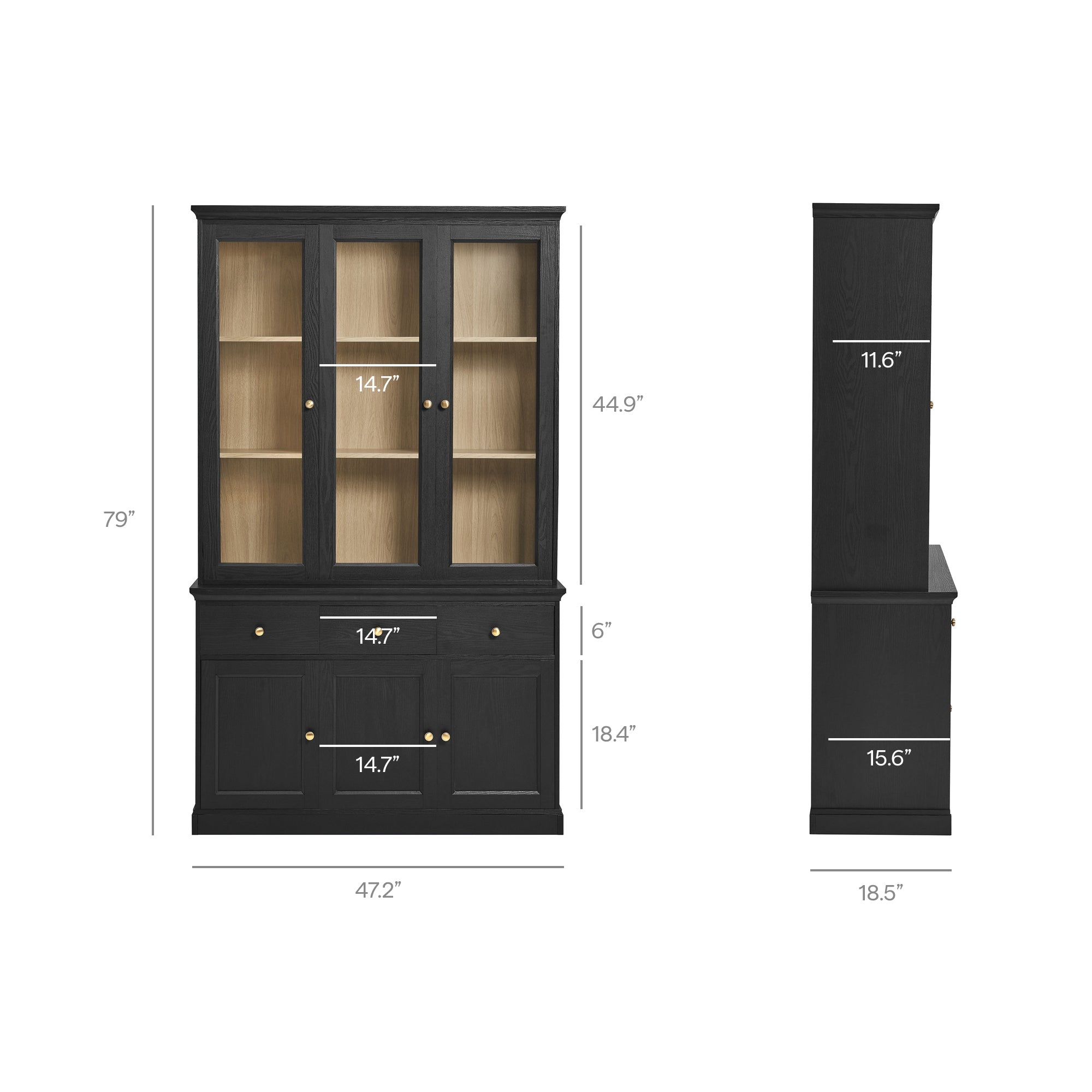 Amara 79 Inch Large Storage Display Cabinet view 4