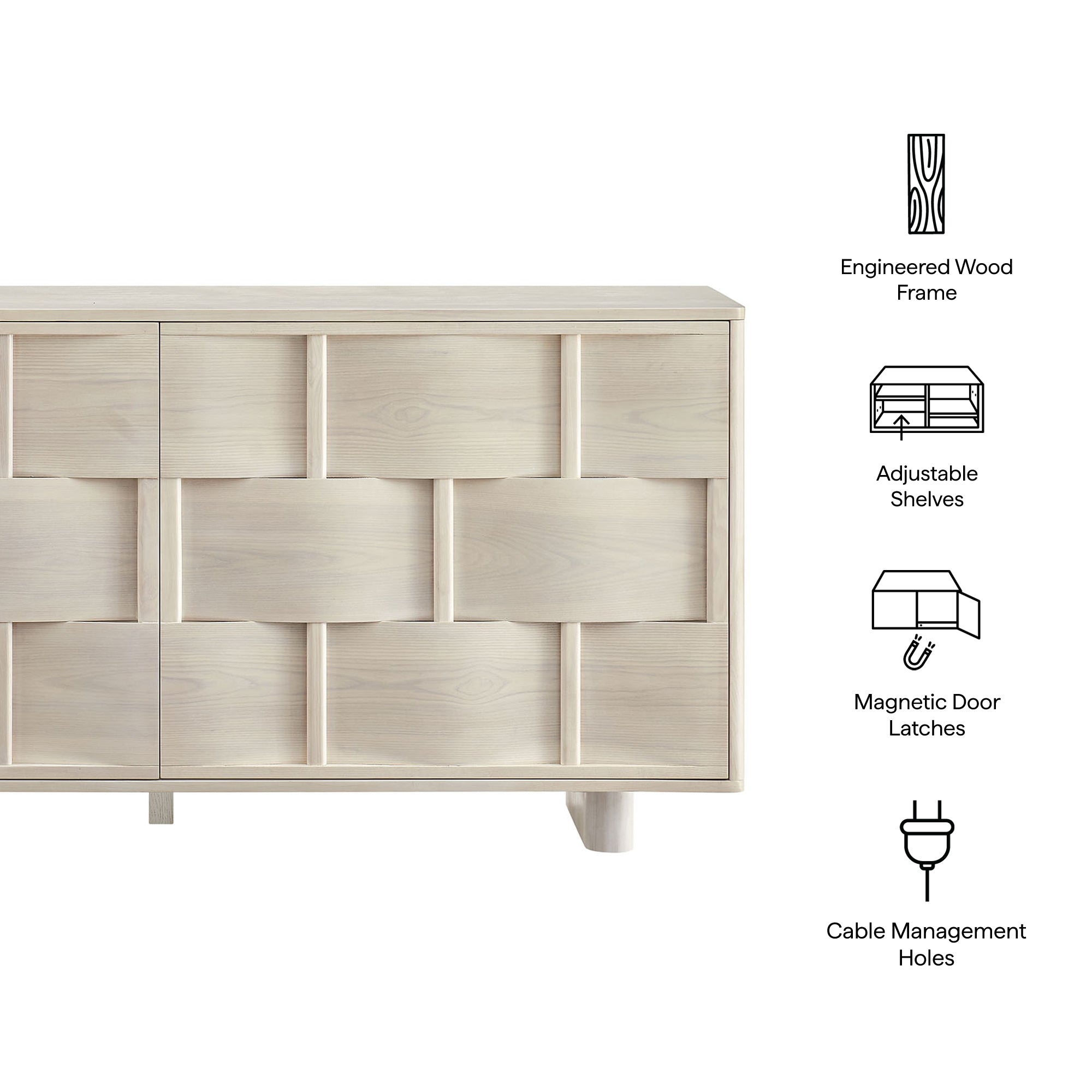 Foundry 71″ Woven Design Buffet Storage Cabinet view 3