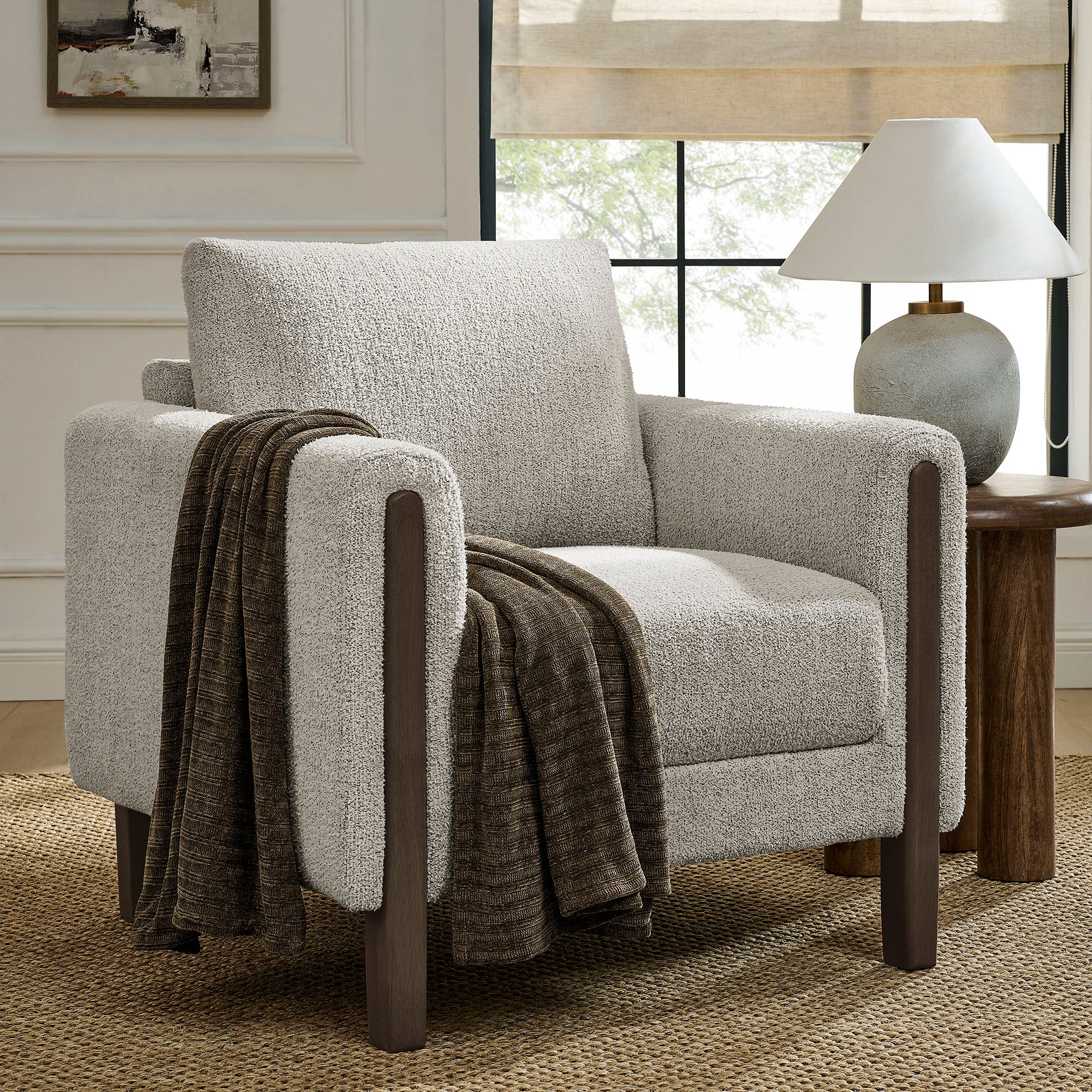 Hawken Boucle Fabric Accent Armchair view 2