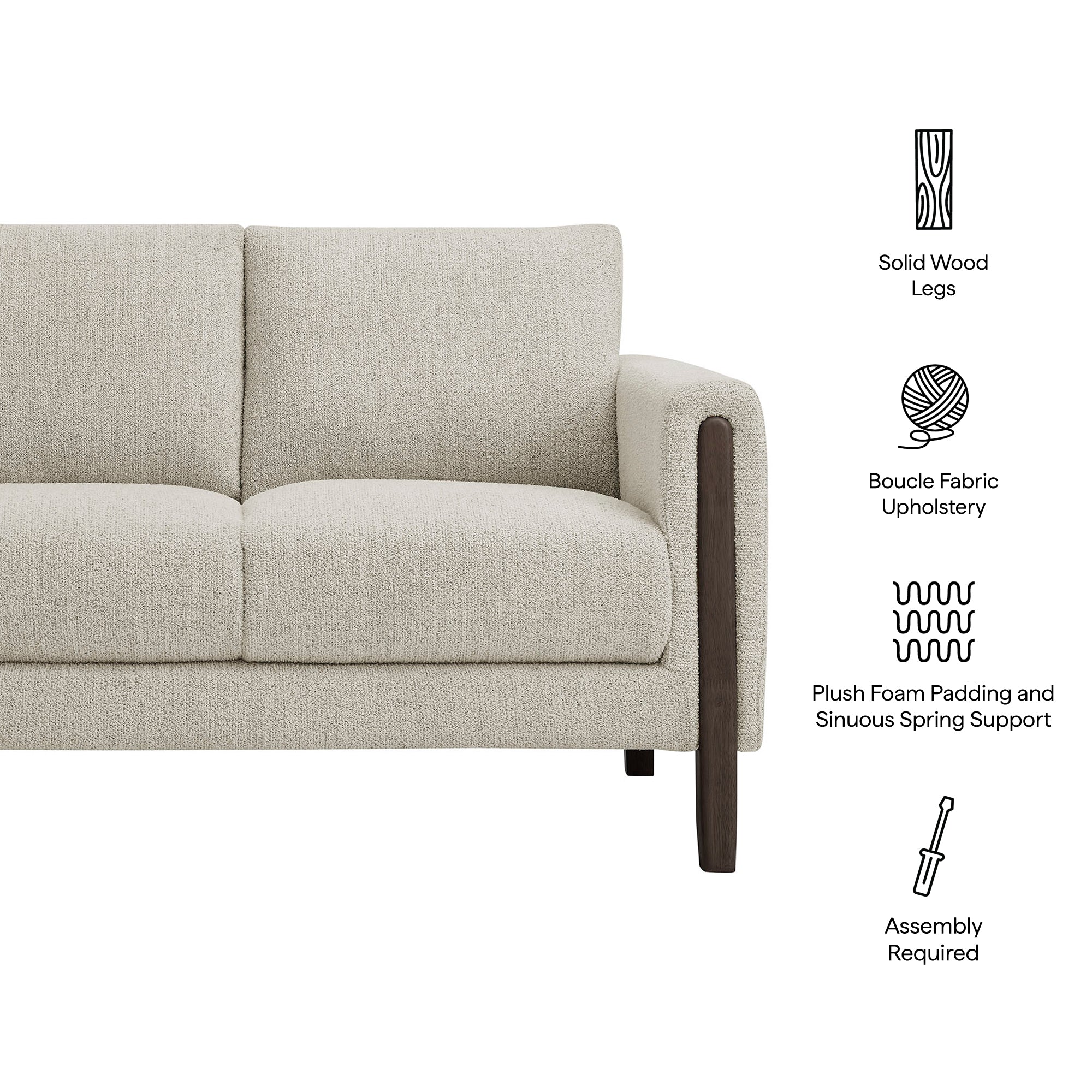Hawken Boucle Fabric Loveseat view 3