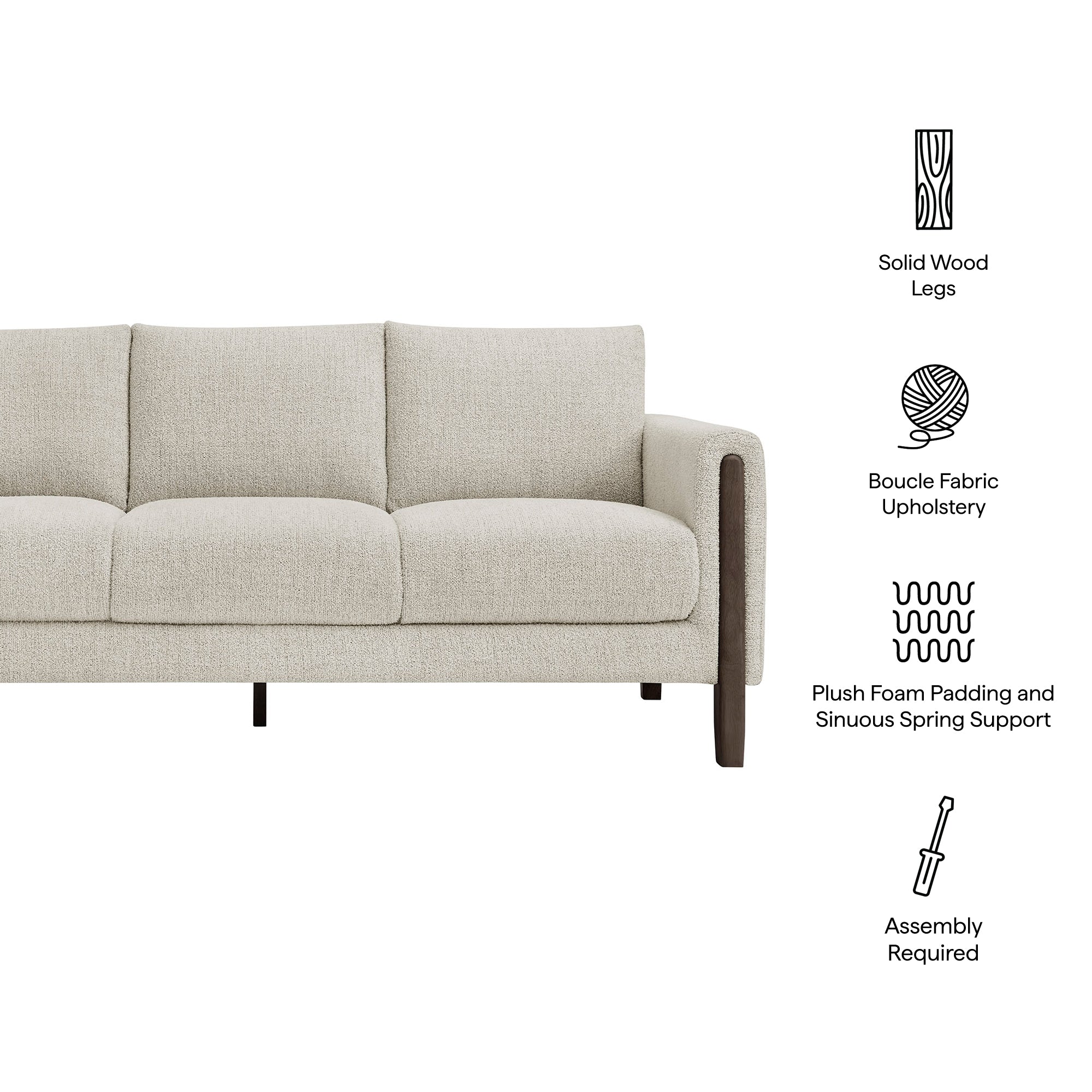 Hawken Boucle Fabric Sofa view 3