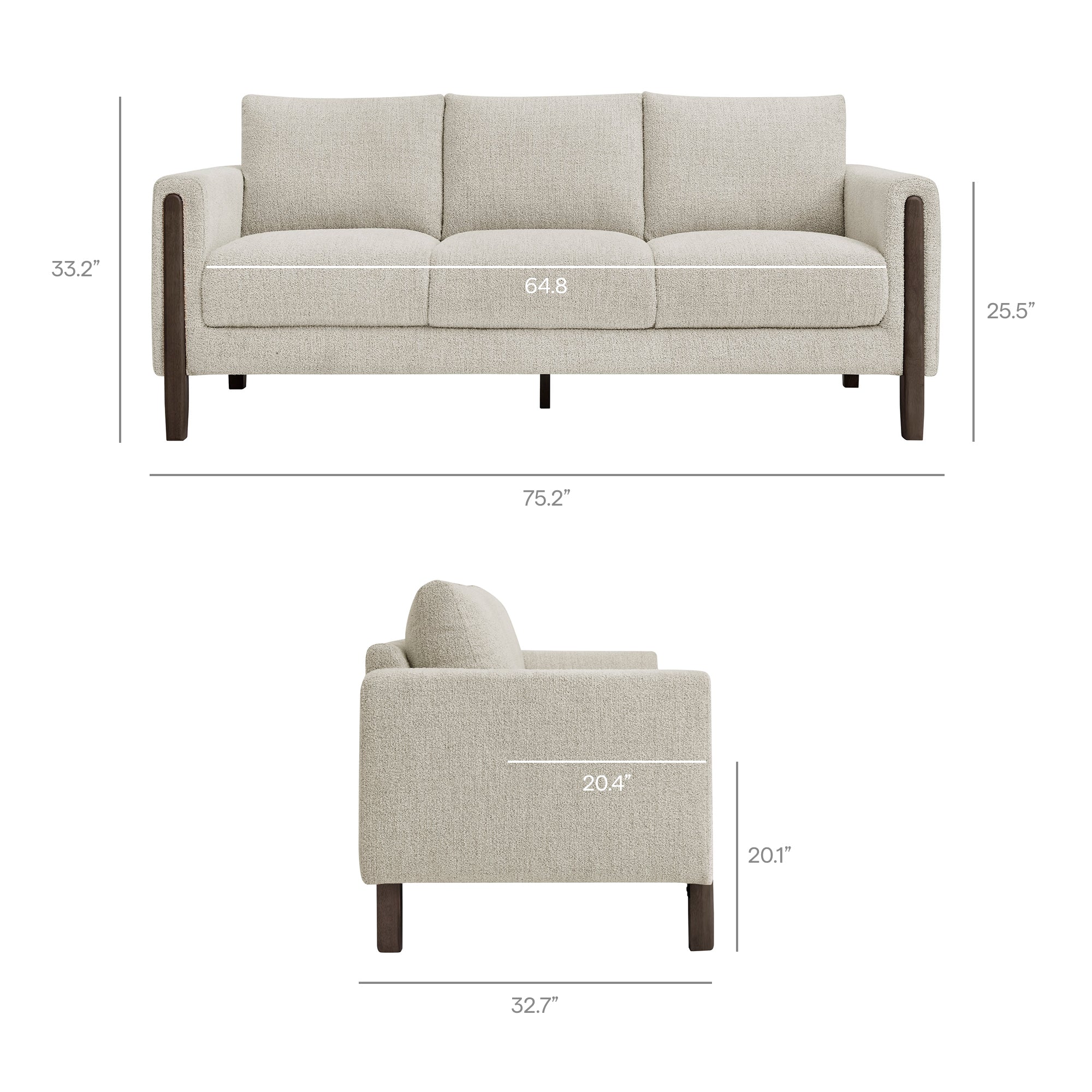 Hawken Boucle Fabric Sofa view 4