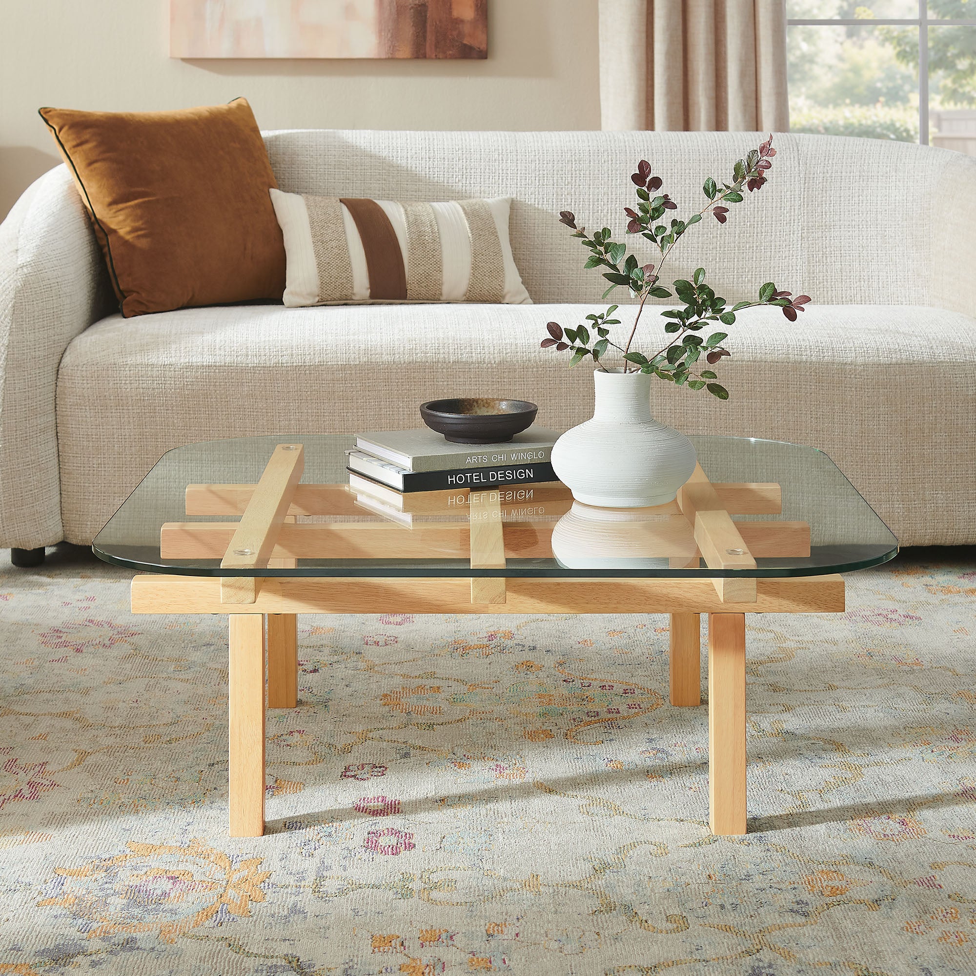 Isby 35 Inch Tempered Glass Coffee Table view 2