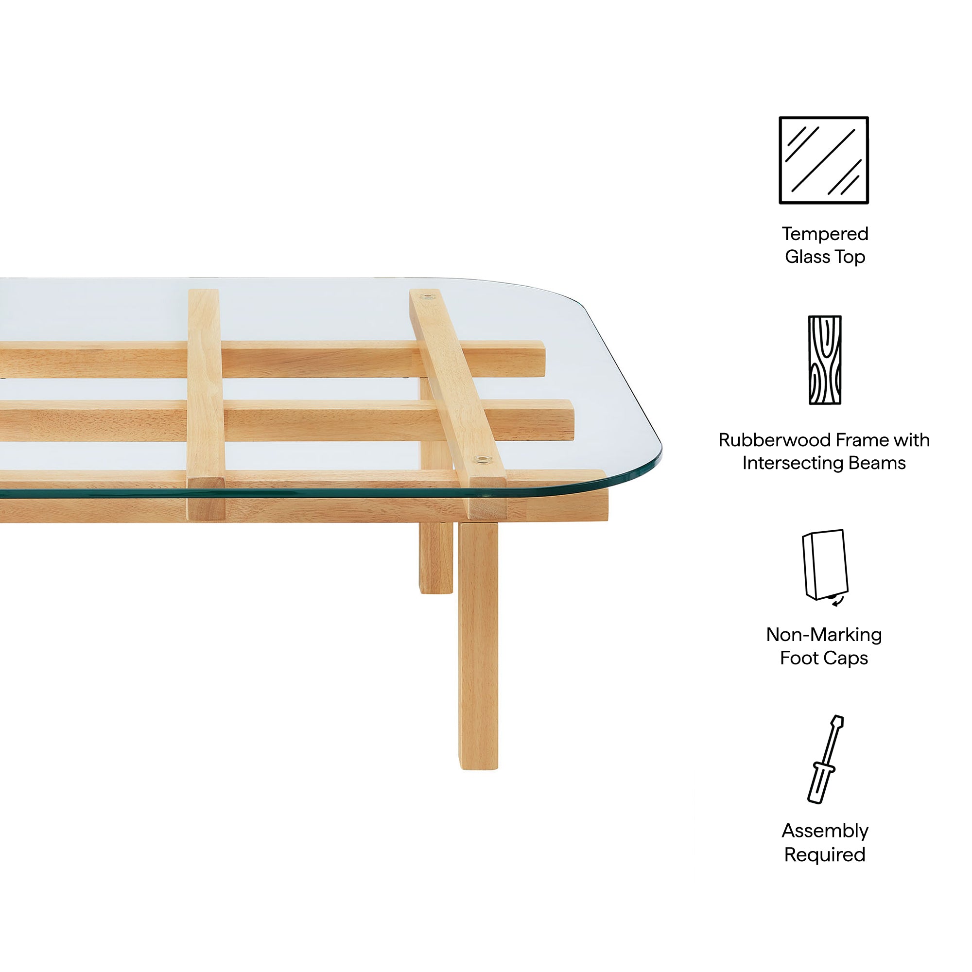 Isby 35 Inch Tempered Glass Coffee Table view 3