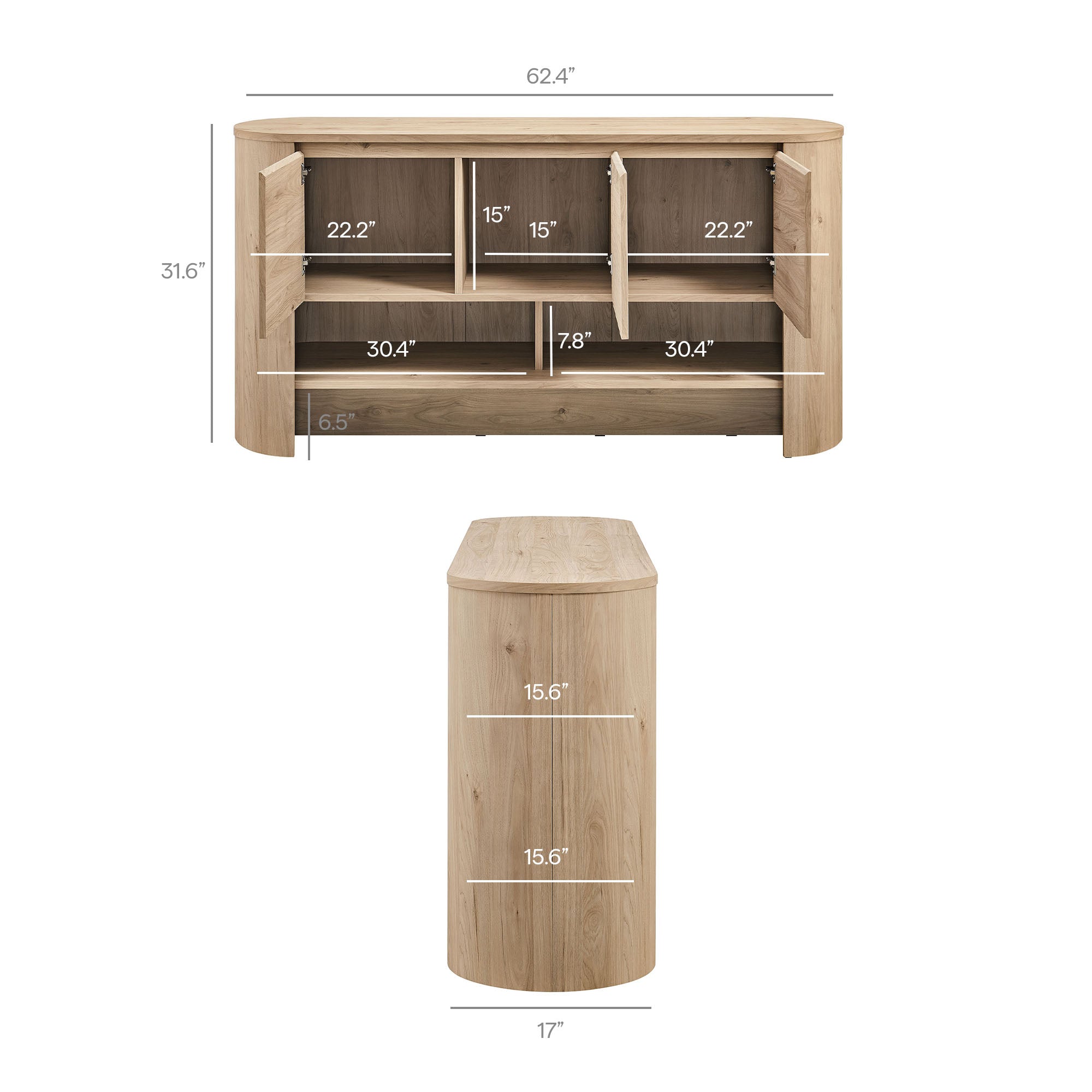 Duval 62 Inch Oval Sideboard view 4