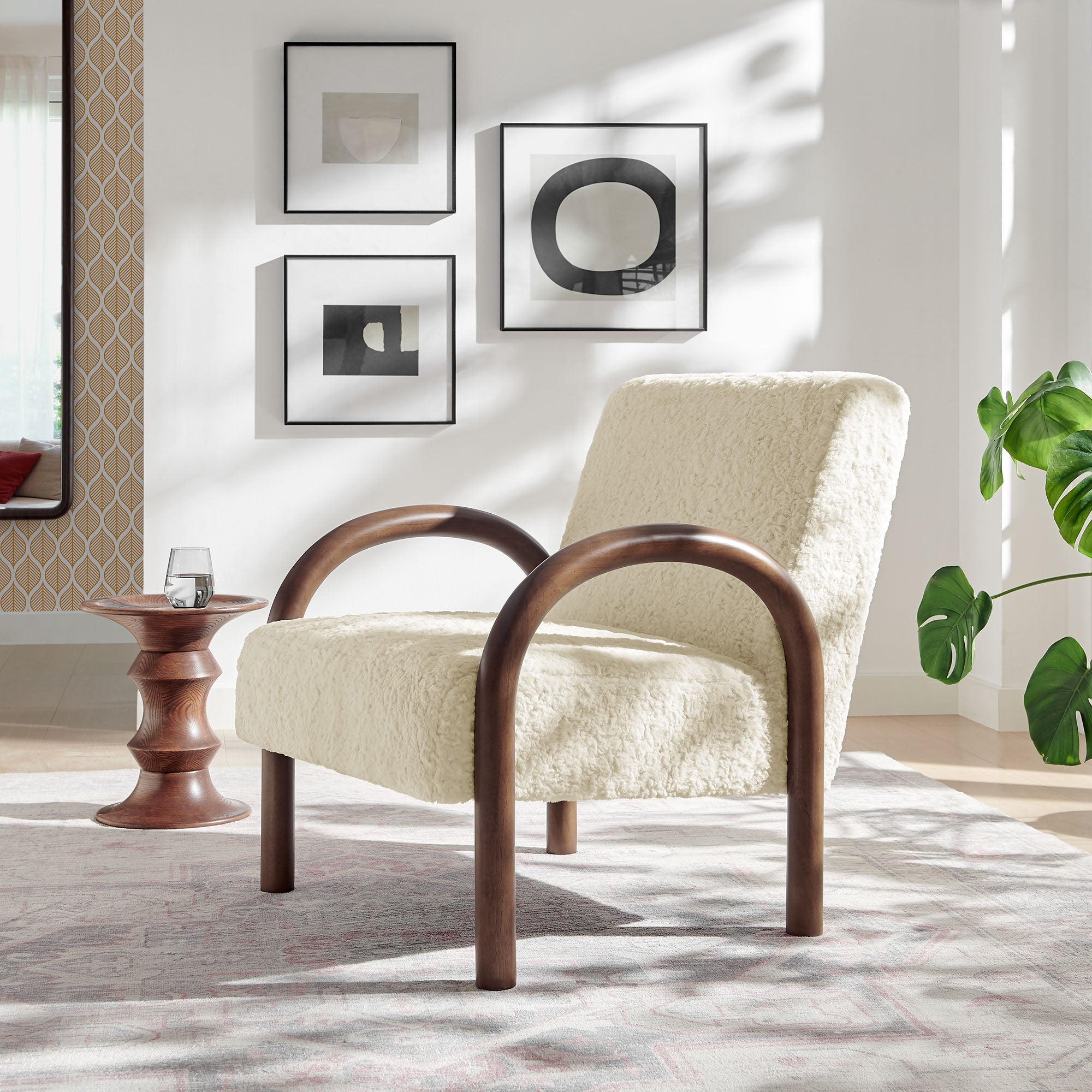 Lunet Faux Shearling Accent Armchair view 2