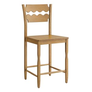 Jax Oak Wood Counter Stool With Wavy Razor Back