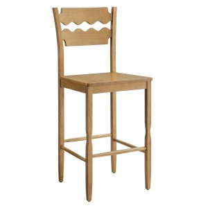 Jax Oak Wood Bar Stool With Wavy Razor Back