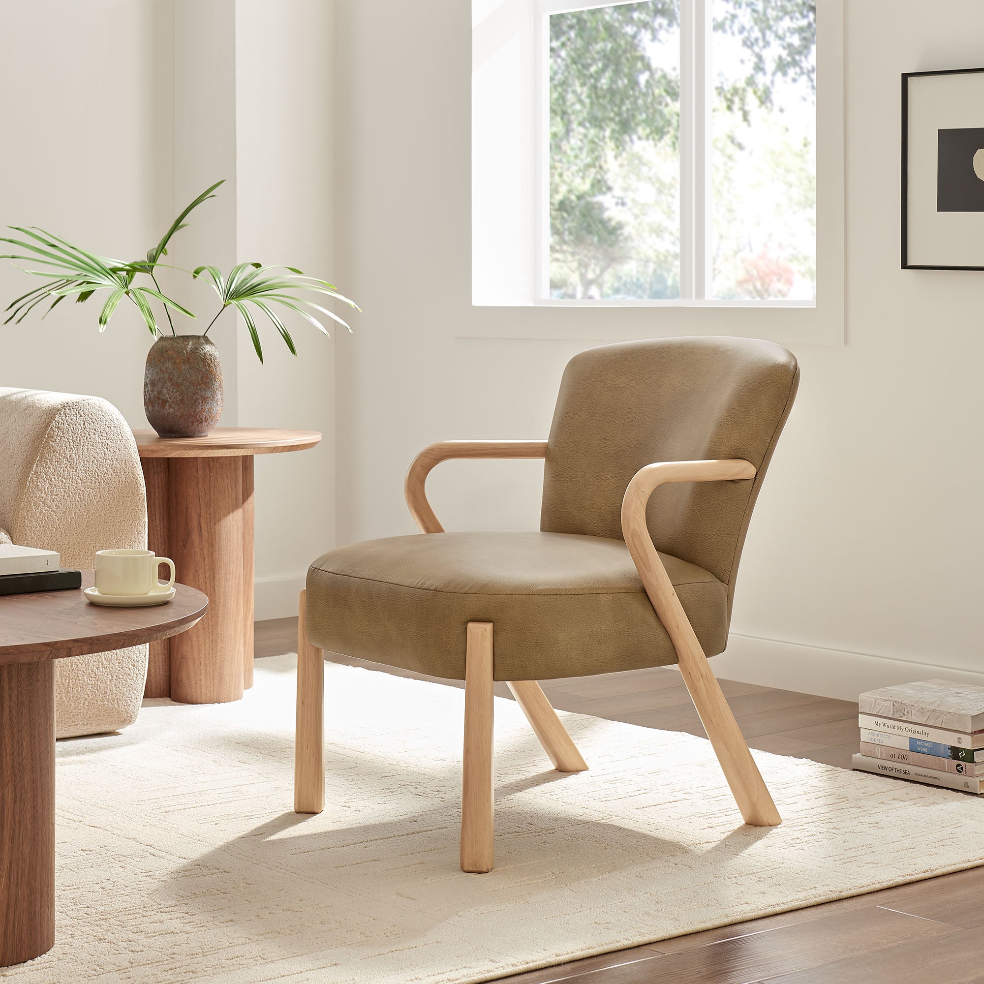 Arden Faux Leather Upholstered Accent Armchair view 2