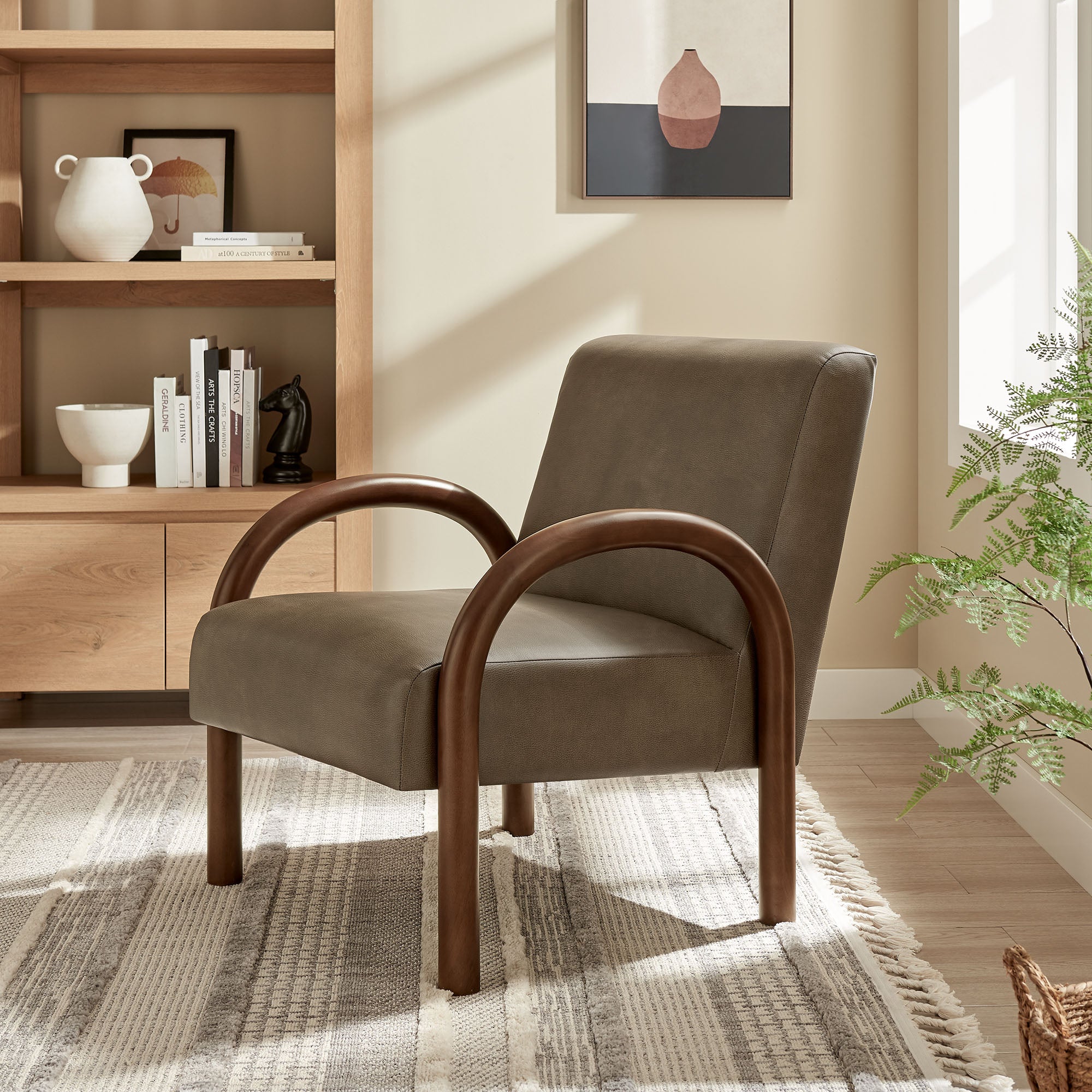 Lunet Faux Leather Upholstered Accent Chair view 2