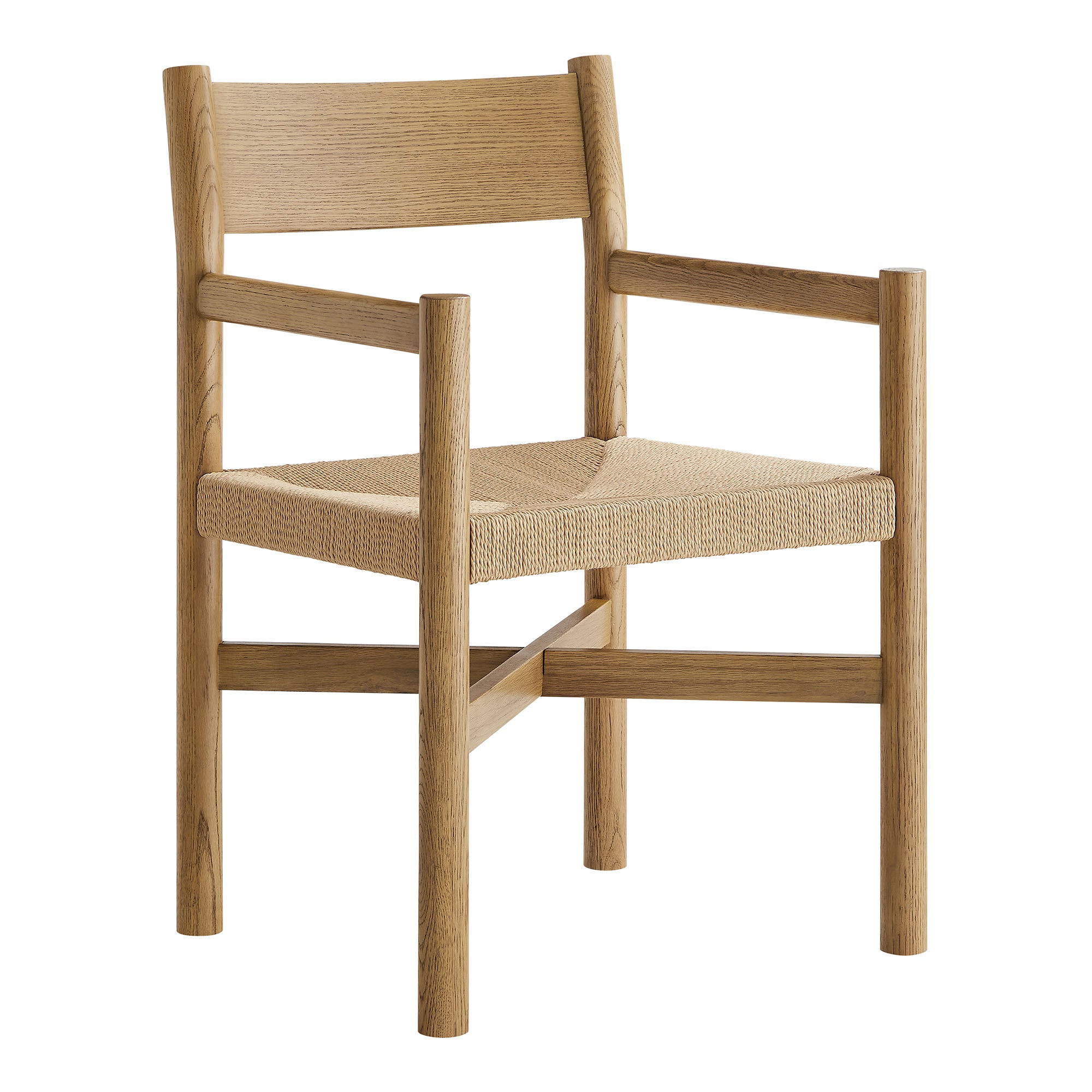 Alvia Oak Wood Dining Armchairs With Woven Seats Set of 2 view 6