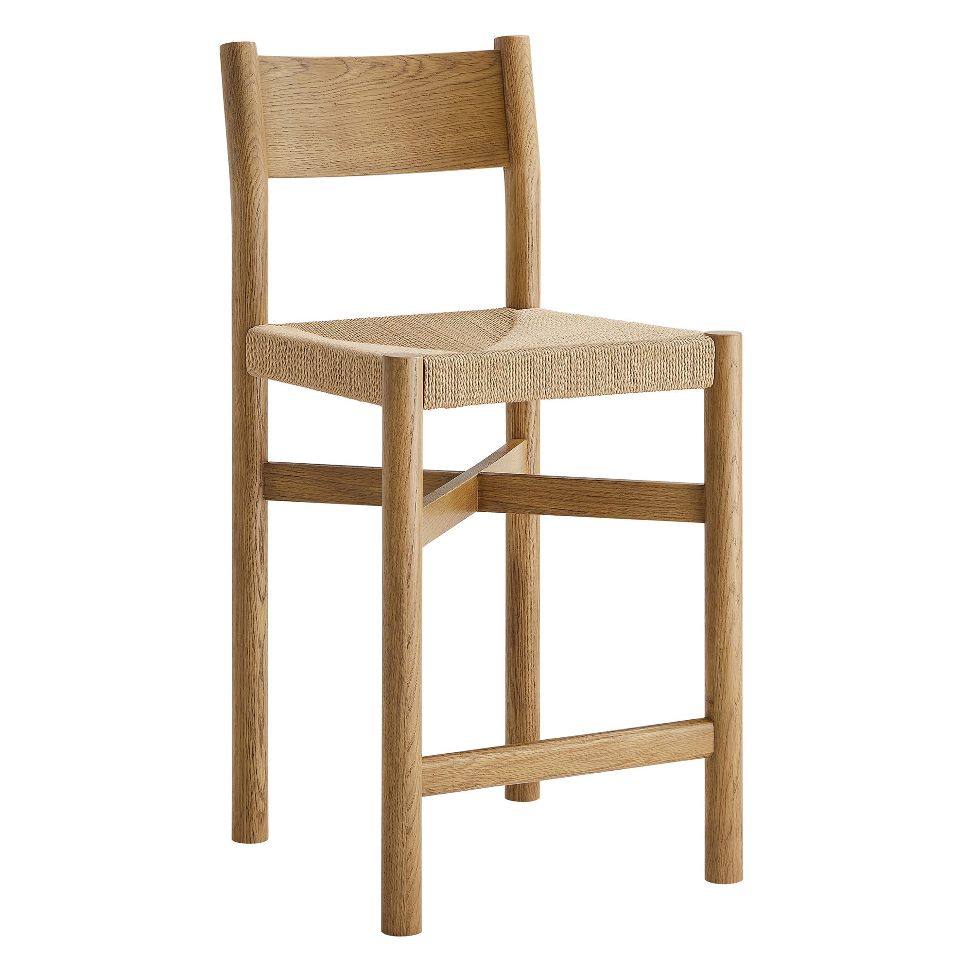 Alvia Oak Wood Counter Stools With Woven Seats Set of 2 view 6