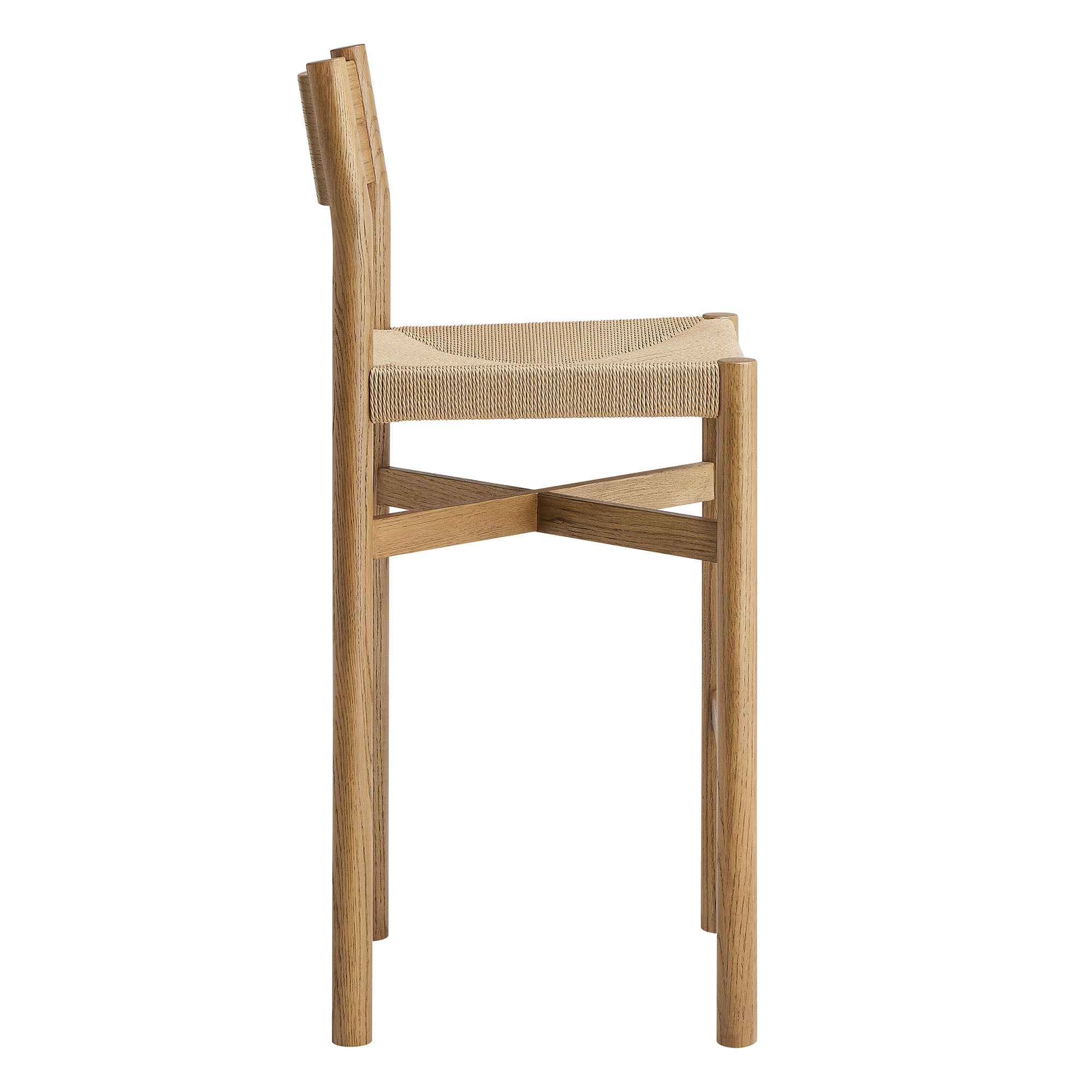Alvia Oak Wood Bar Stools With Woven Seats Set of 2 view 7
