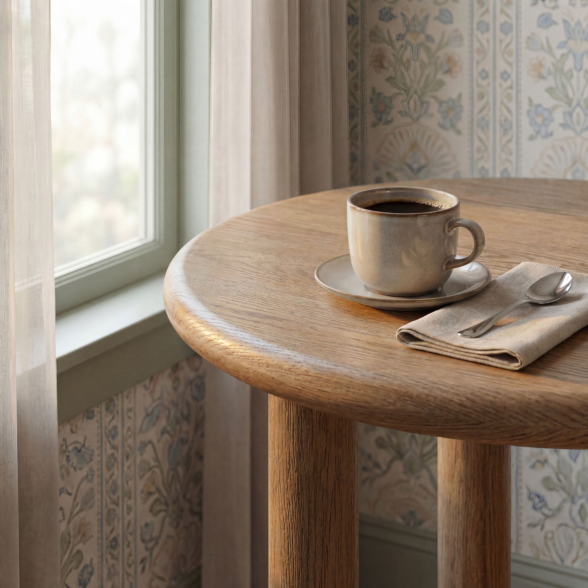 Alvia Round 30″ Oak Wood Bar Table view 5