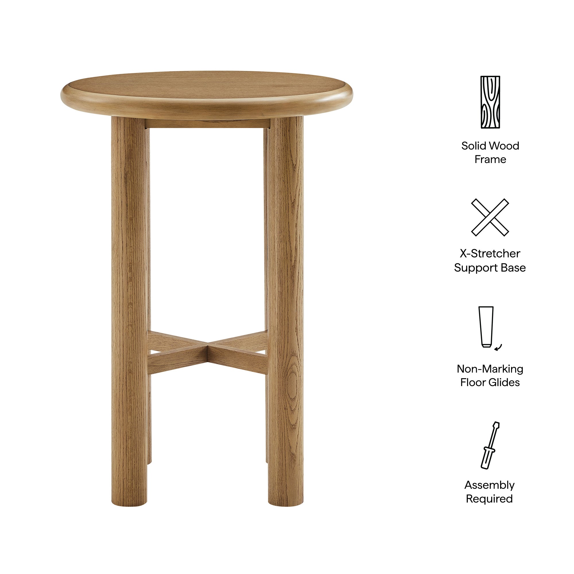 Alvia Round 30″ Oak Wood Bar Table view 3
