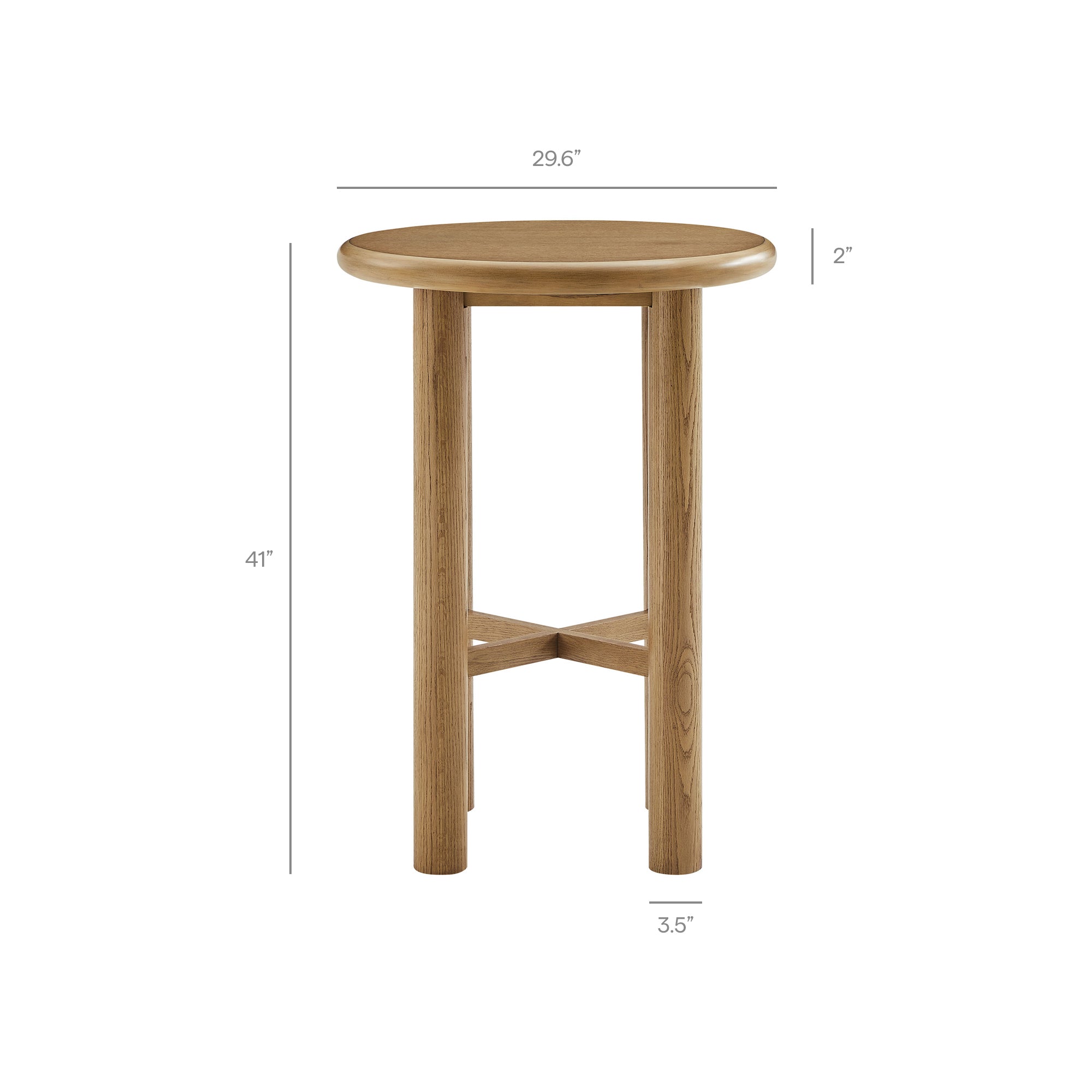 Alvia Round 30″ Oak Wood Bar Table view 4