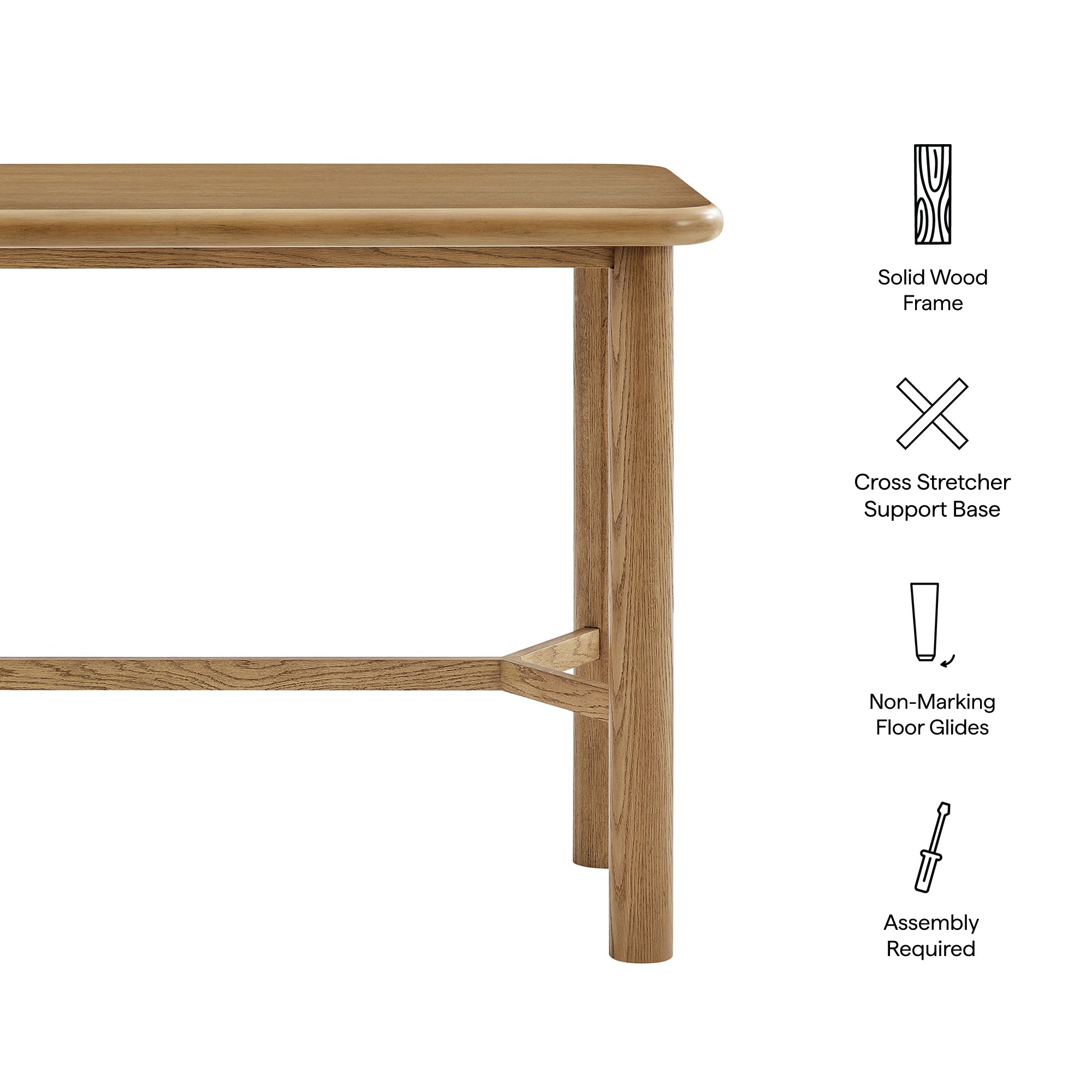 Alvia Rectangular 60″ Oak Wood Bar Table view 3