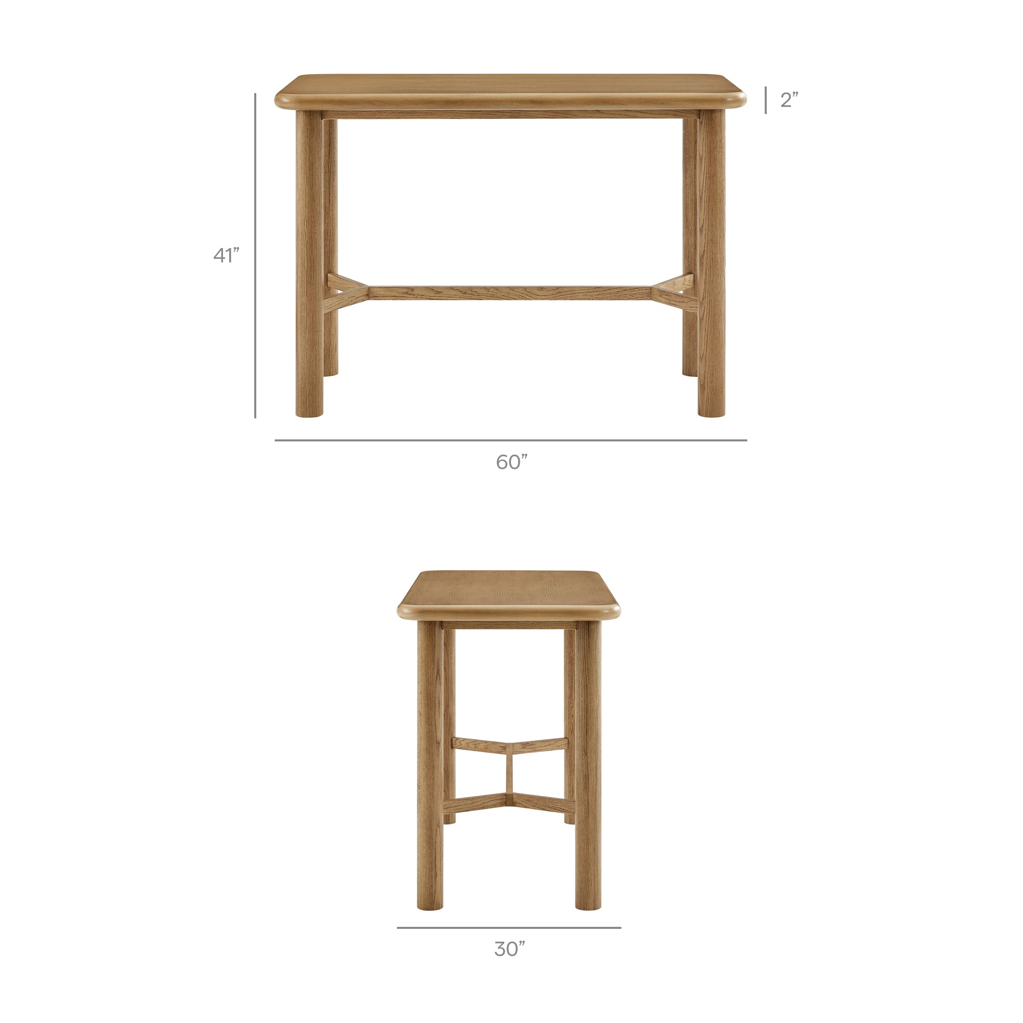 Alvia Rectangular 60″ Oak Wood Bar Table view 4