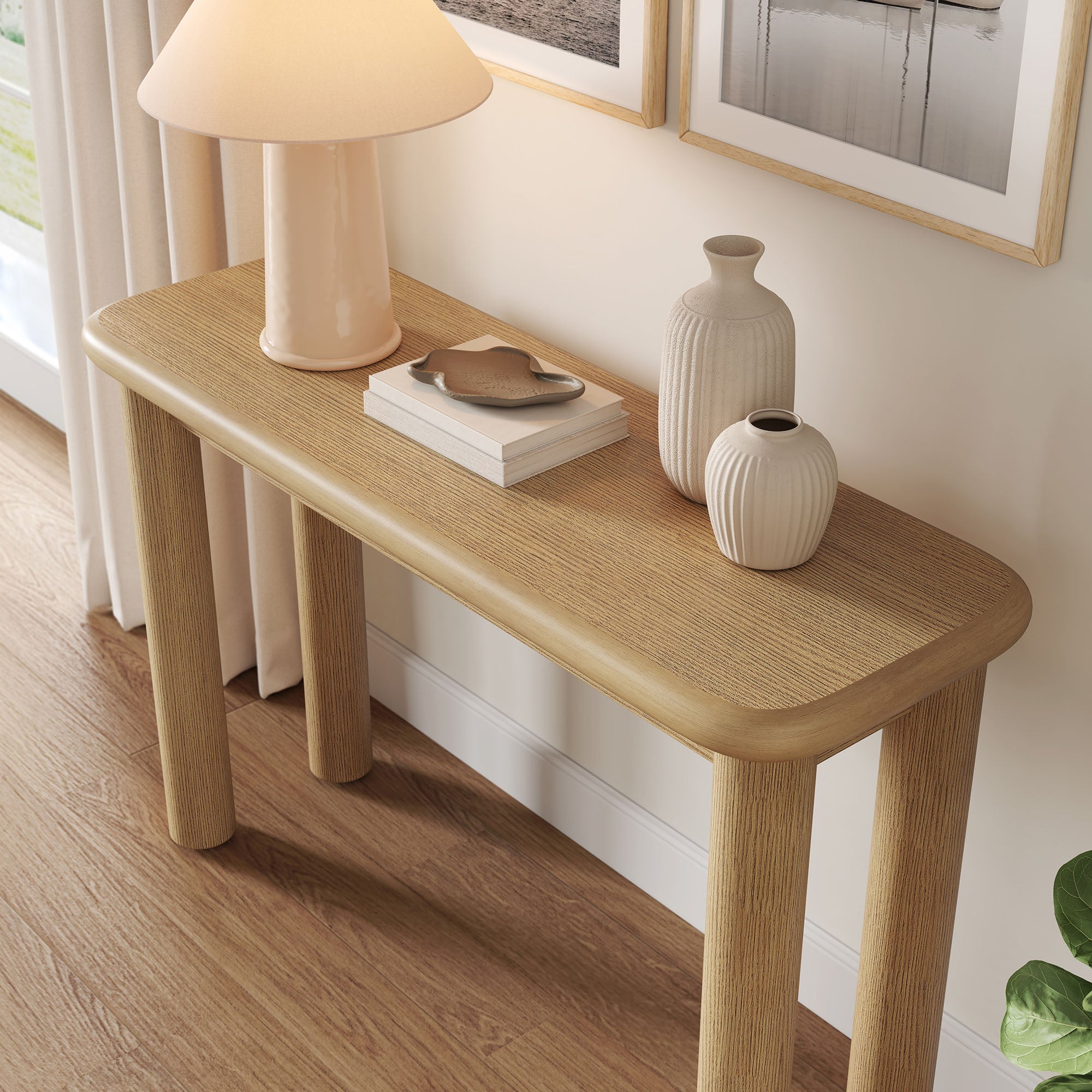 Alvia Oak Wood Console Table view 5