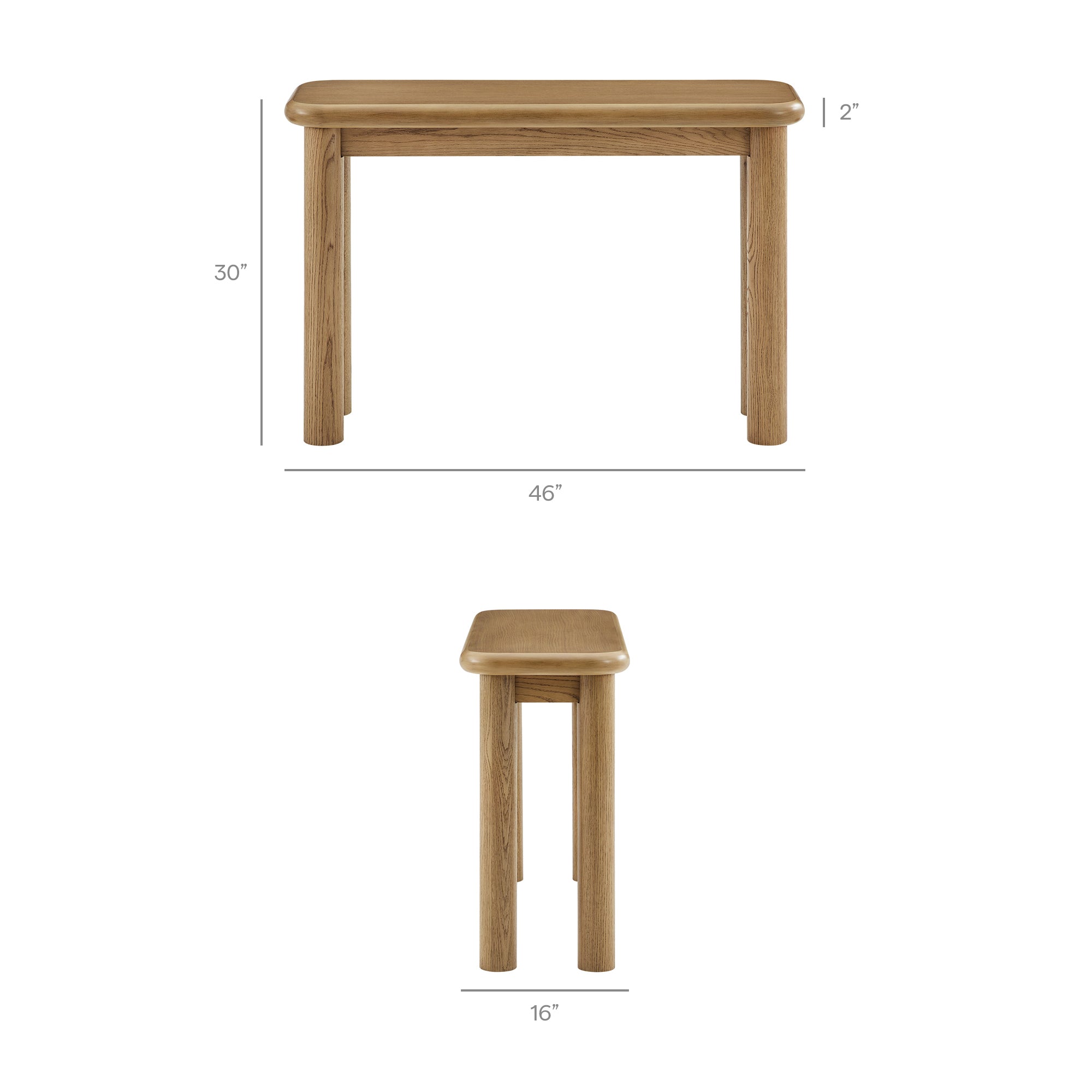 Alvia Oak Wood Console Table view 4