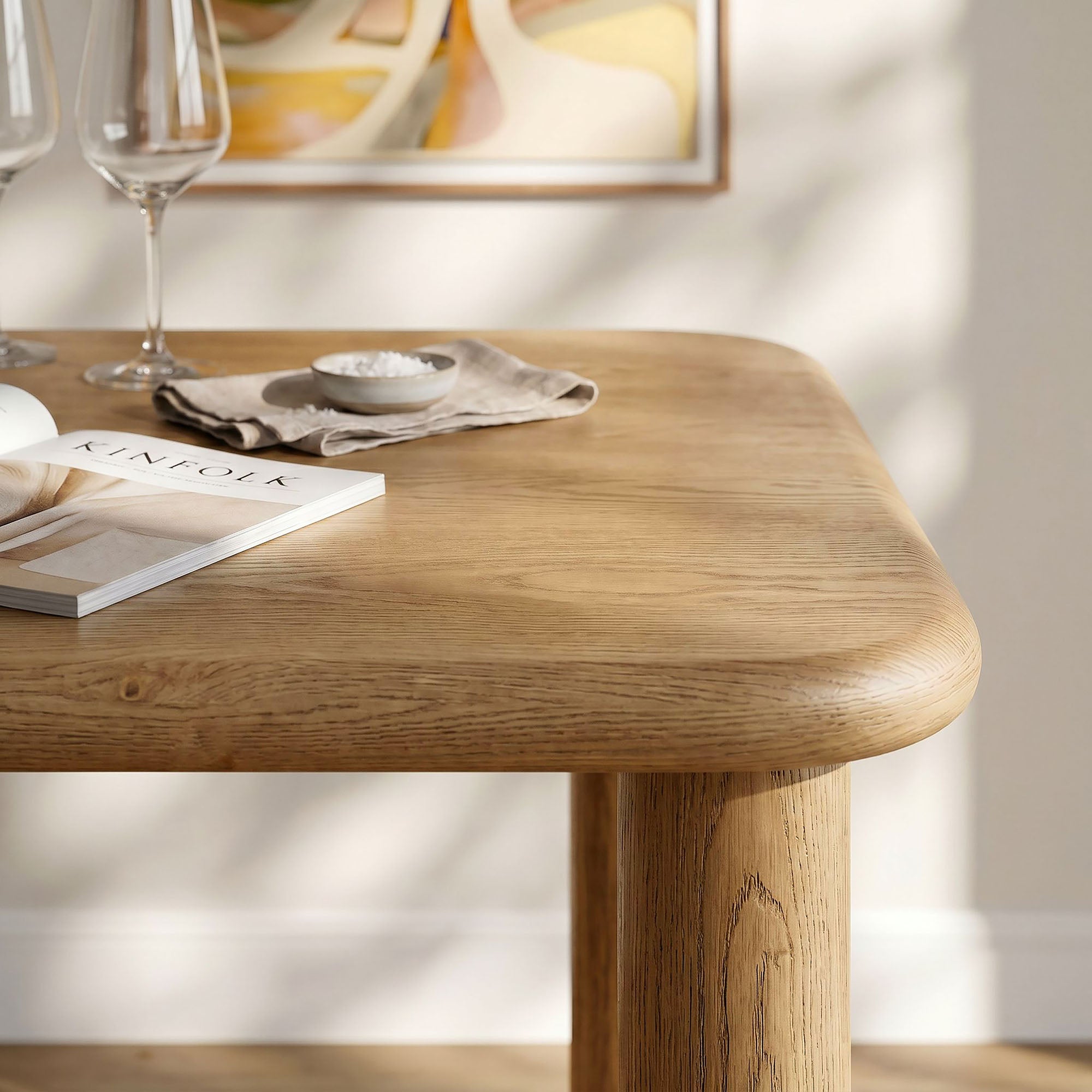 Alvia 72″ Rectangular Oak Wood Dining Table view 5