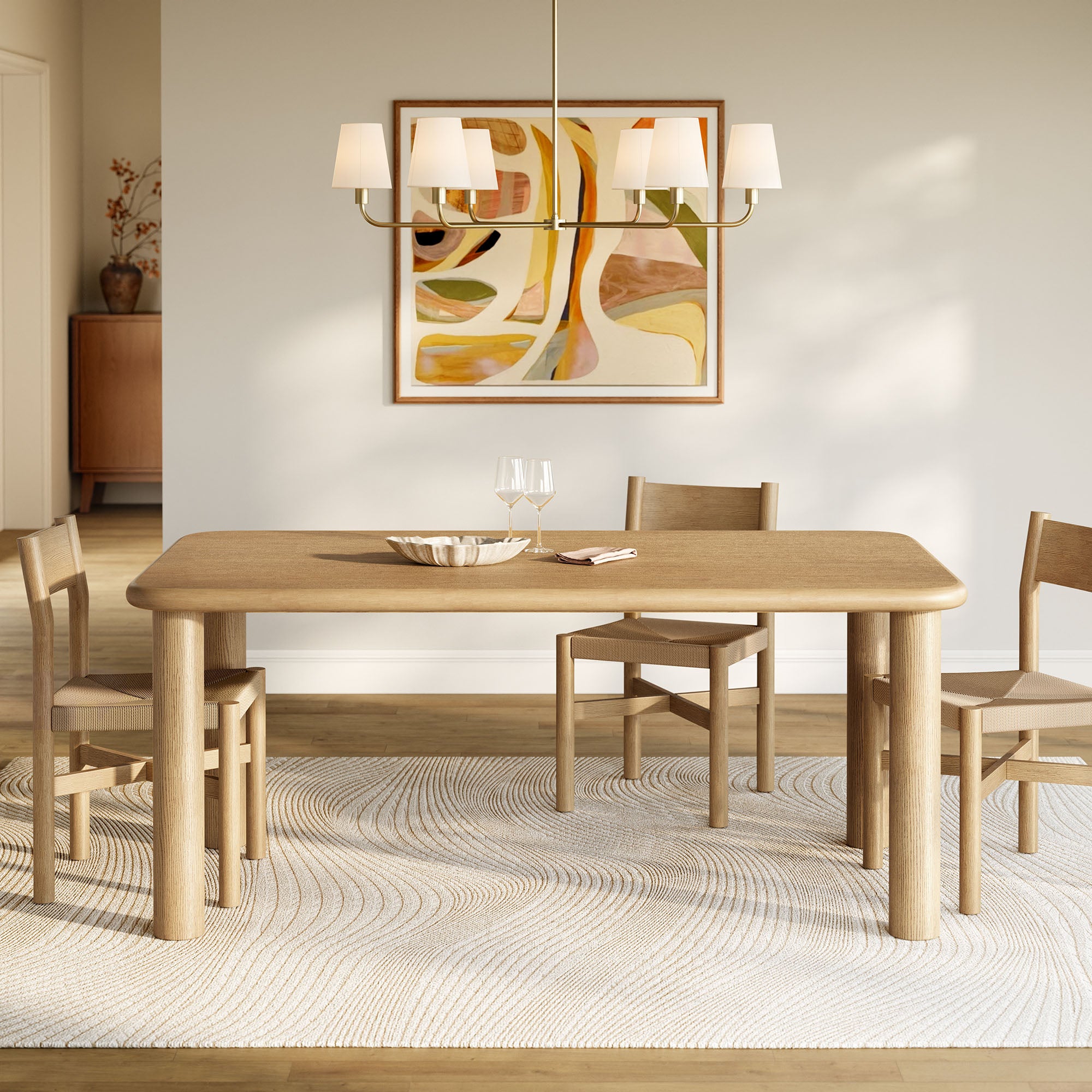 Alvia 72″ Rectangular Oak Wood Dining Table view 2