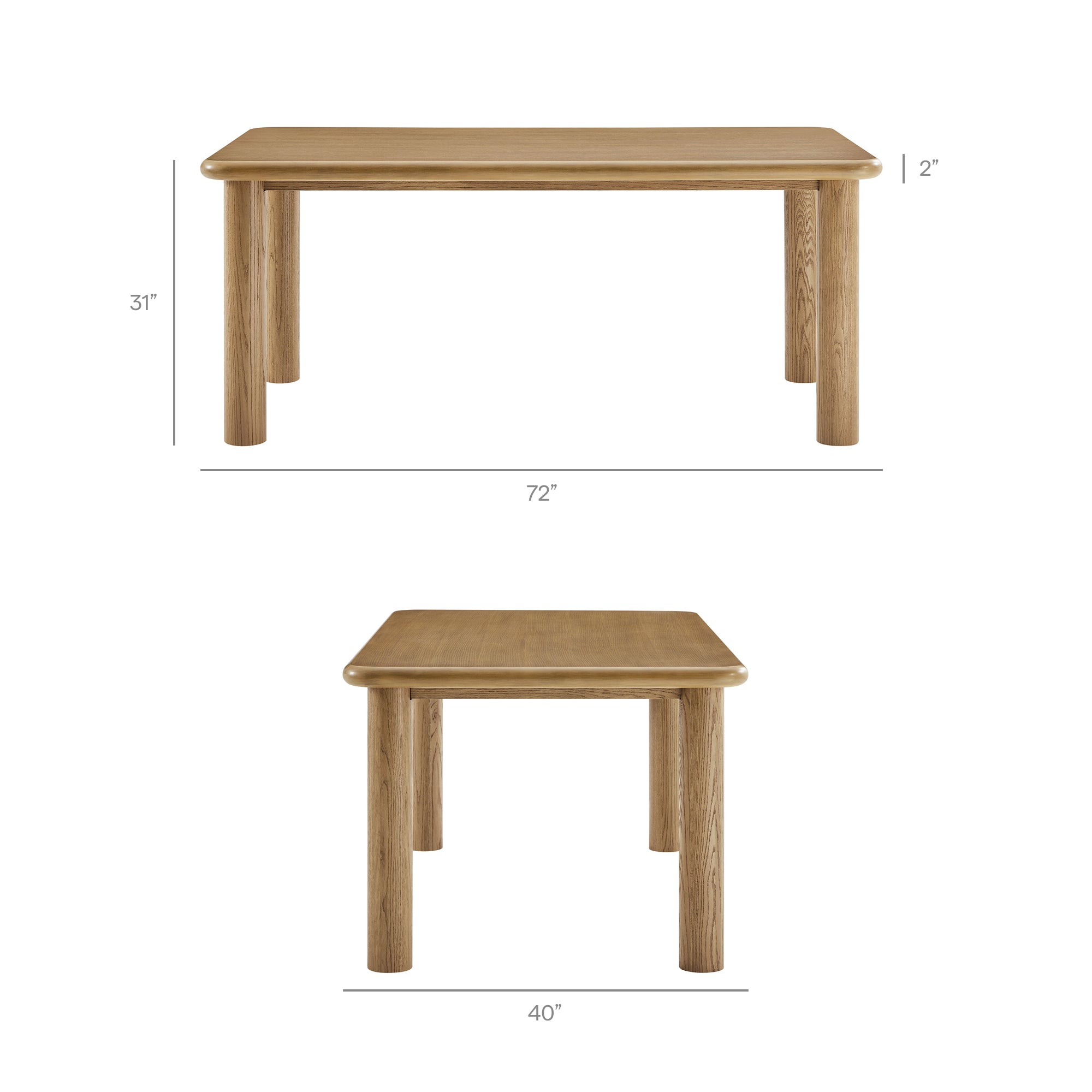 Alvia 72″ Rectangular Oak Wood Dining Table view 4