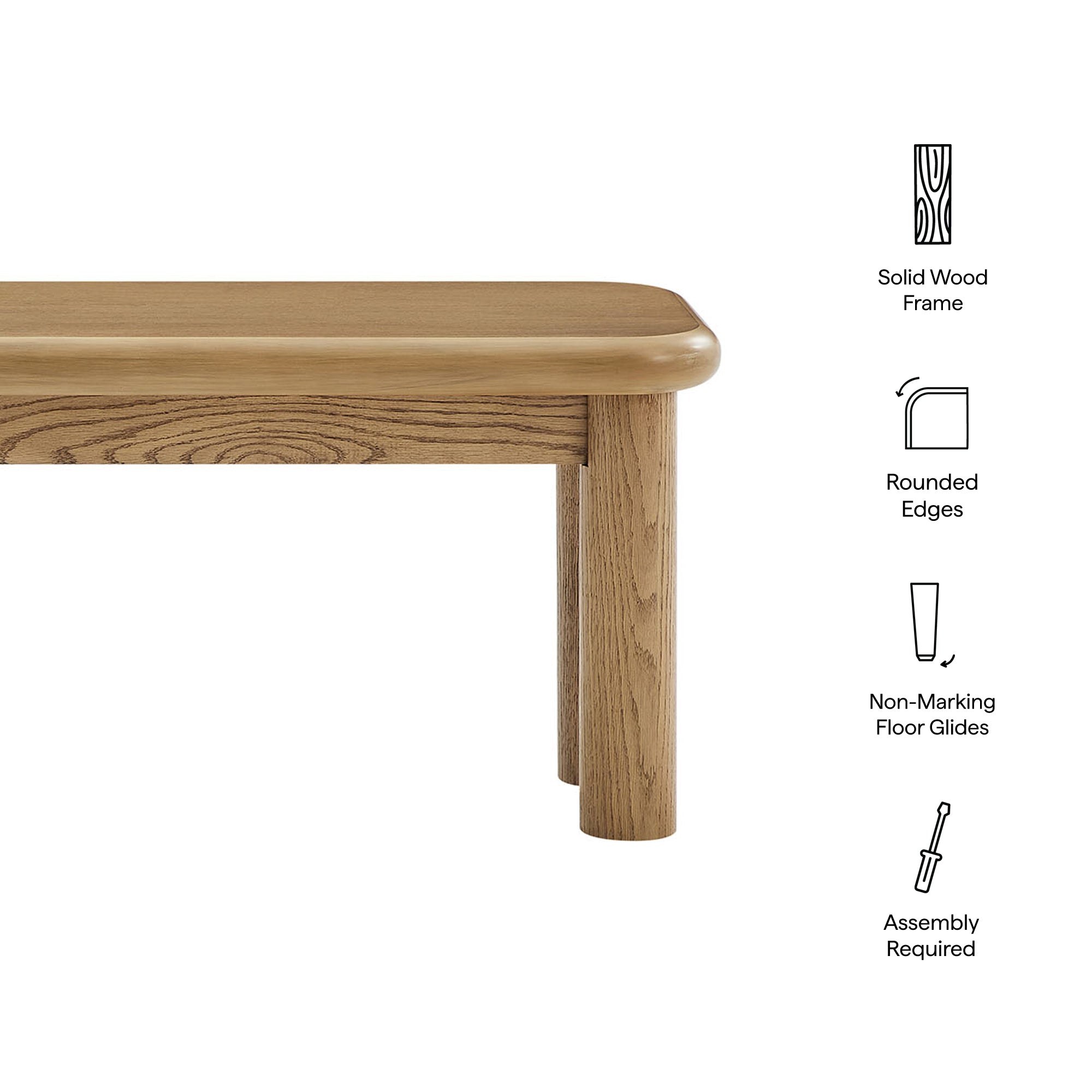 Alvia 58″ Oak Wood Bench view 3