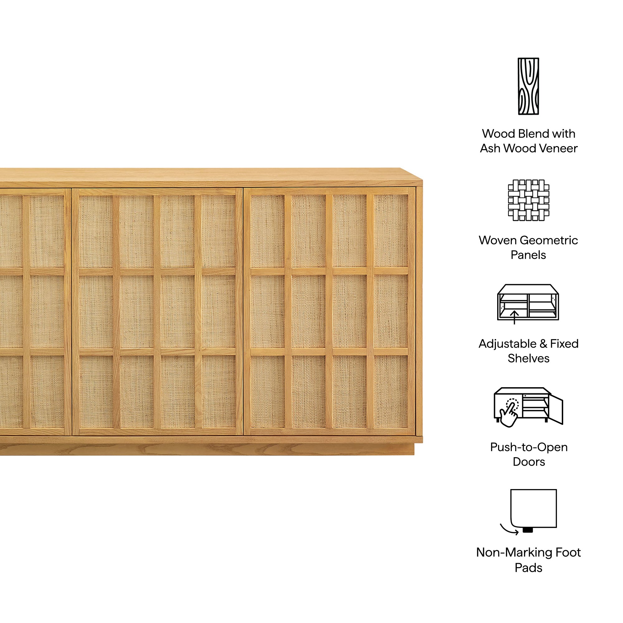 Aiko 76 Inch Japandi Sideboard view 3