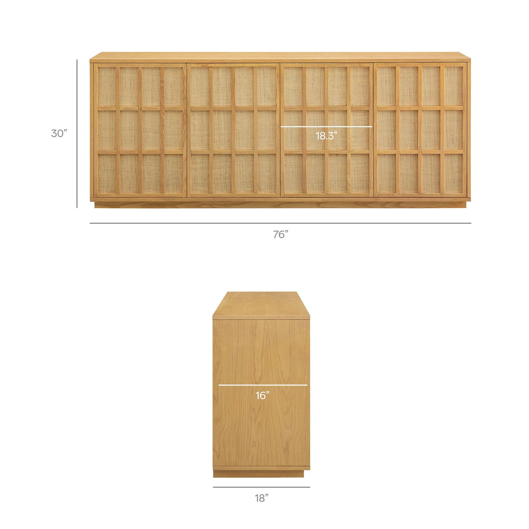Aiko 76 Inch Japandi Sideboard view 4