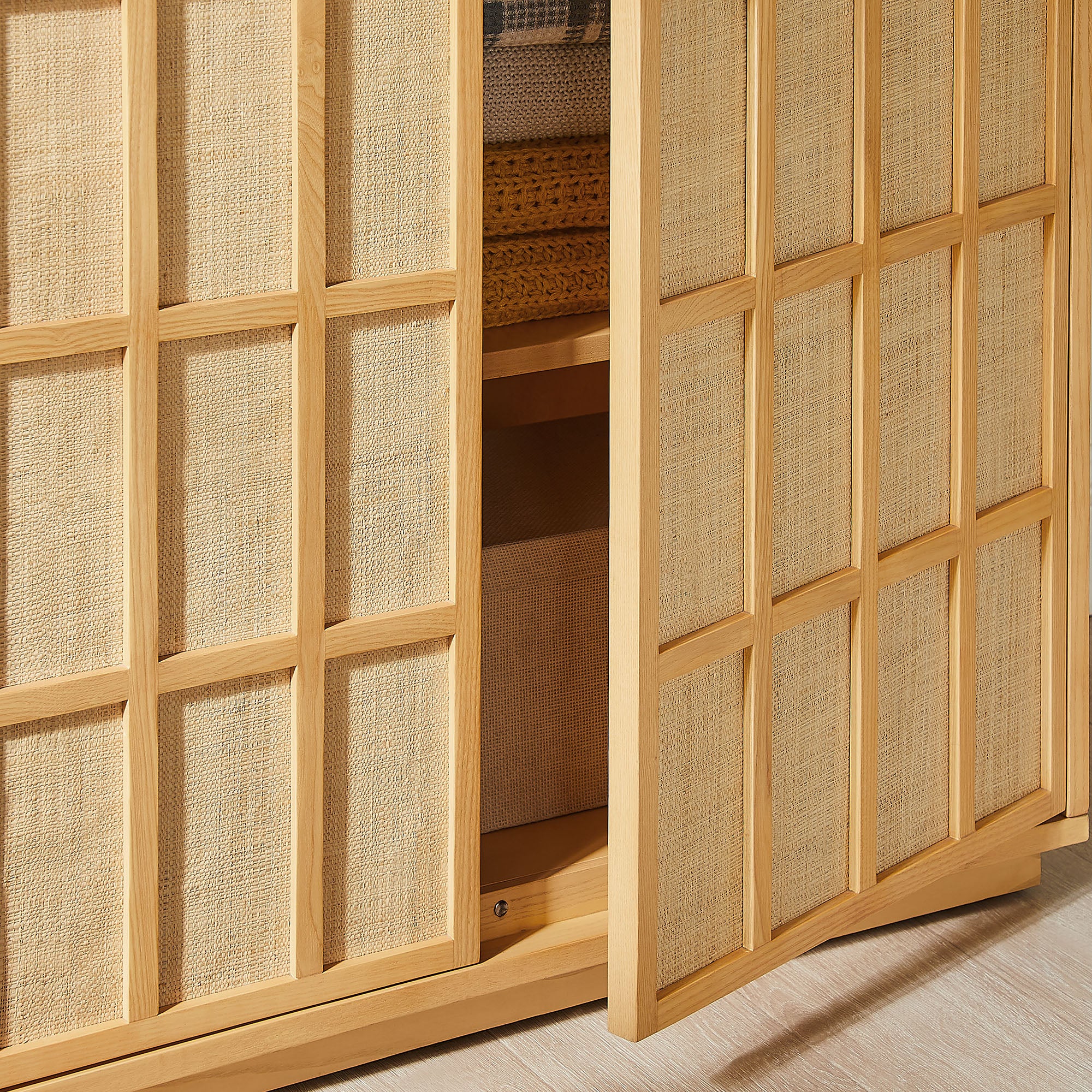Aiko 64 Inch Tall Japandi Storage Cabinet view 5