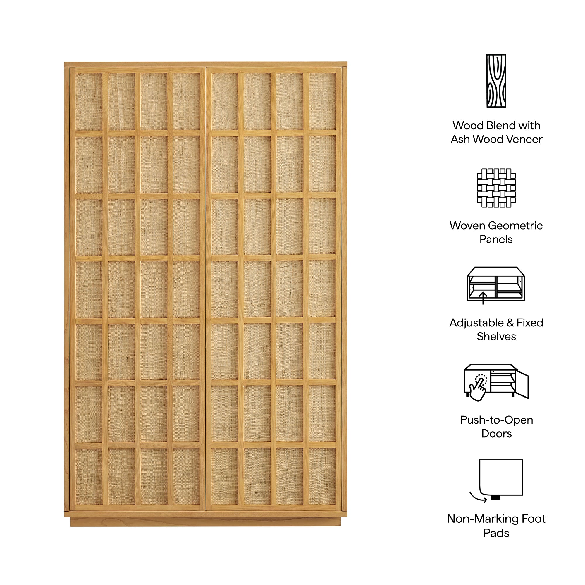 Aiko 64 Inch Tall Japandi Storage Cabinet view 3