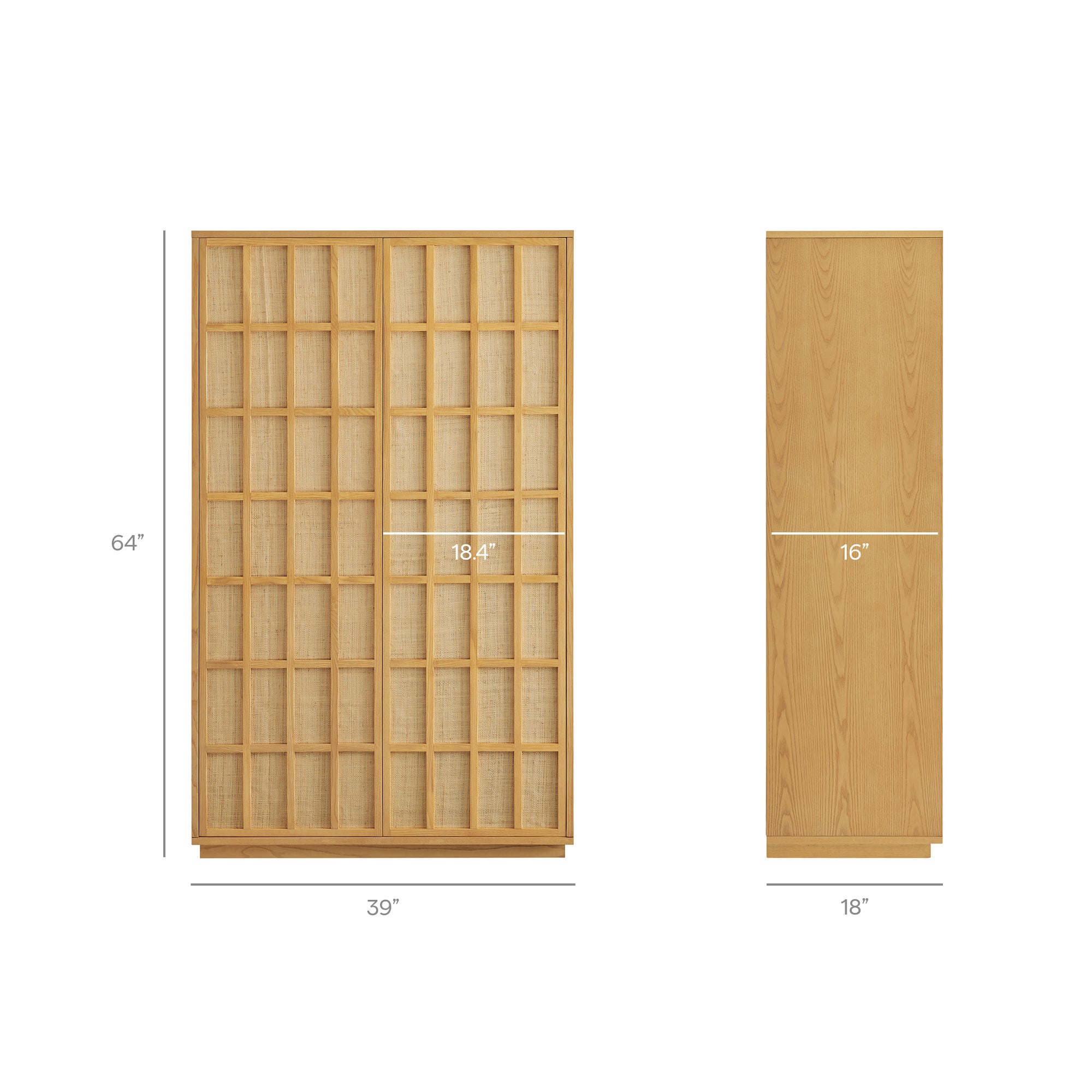 Aiko 64 Inch Tall Japandi Storage Cabinet view 4