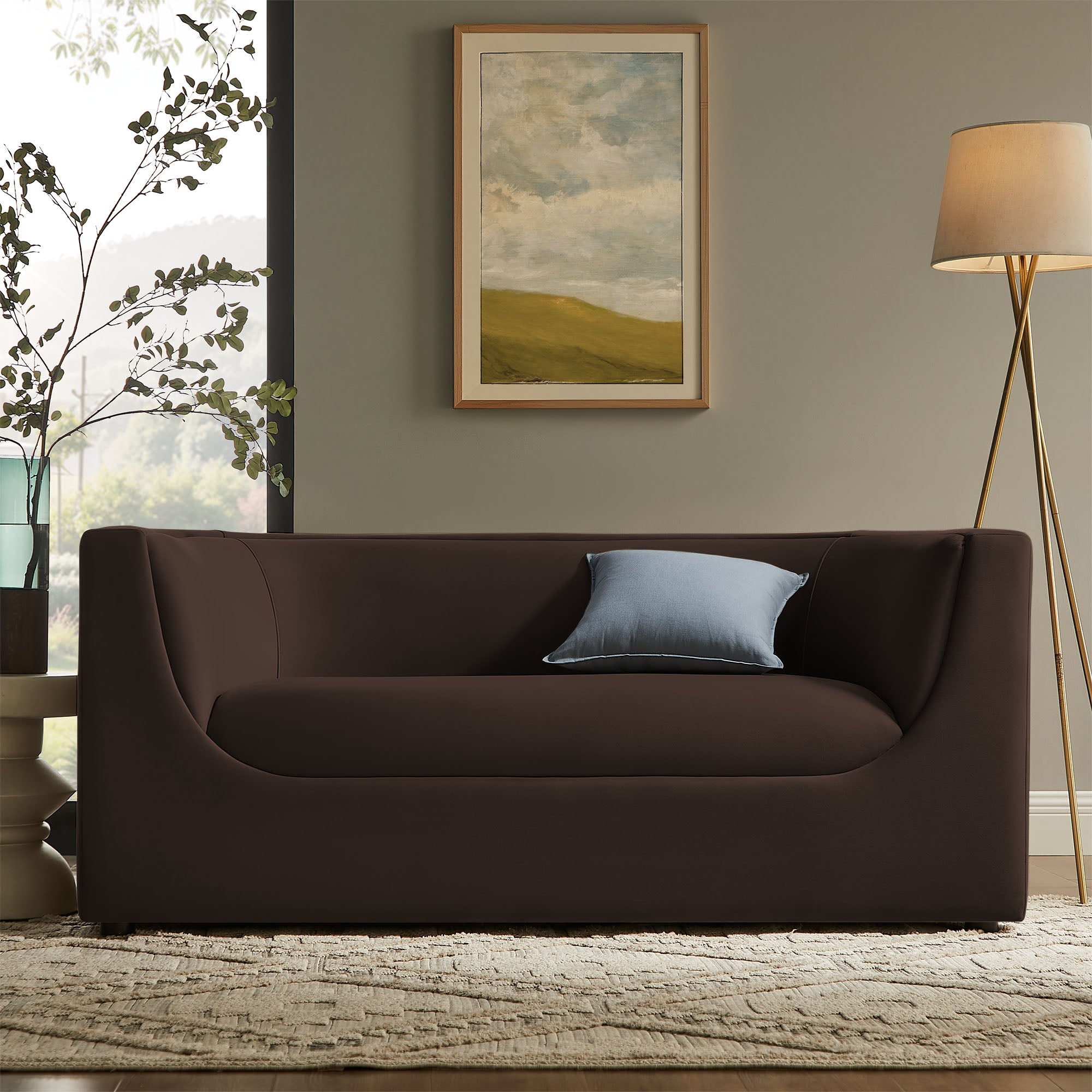 Hilda 67″ Curved Back Performance Velvet Loveseat view 2