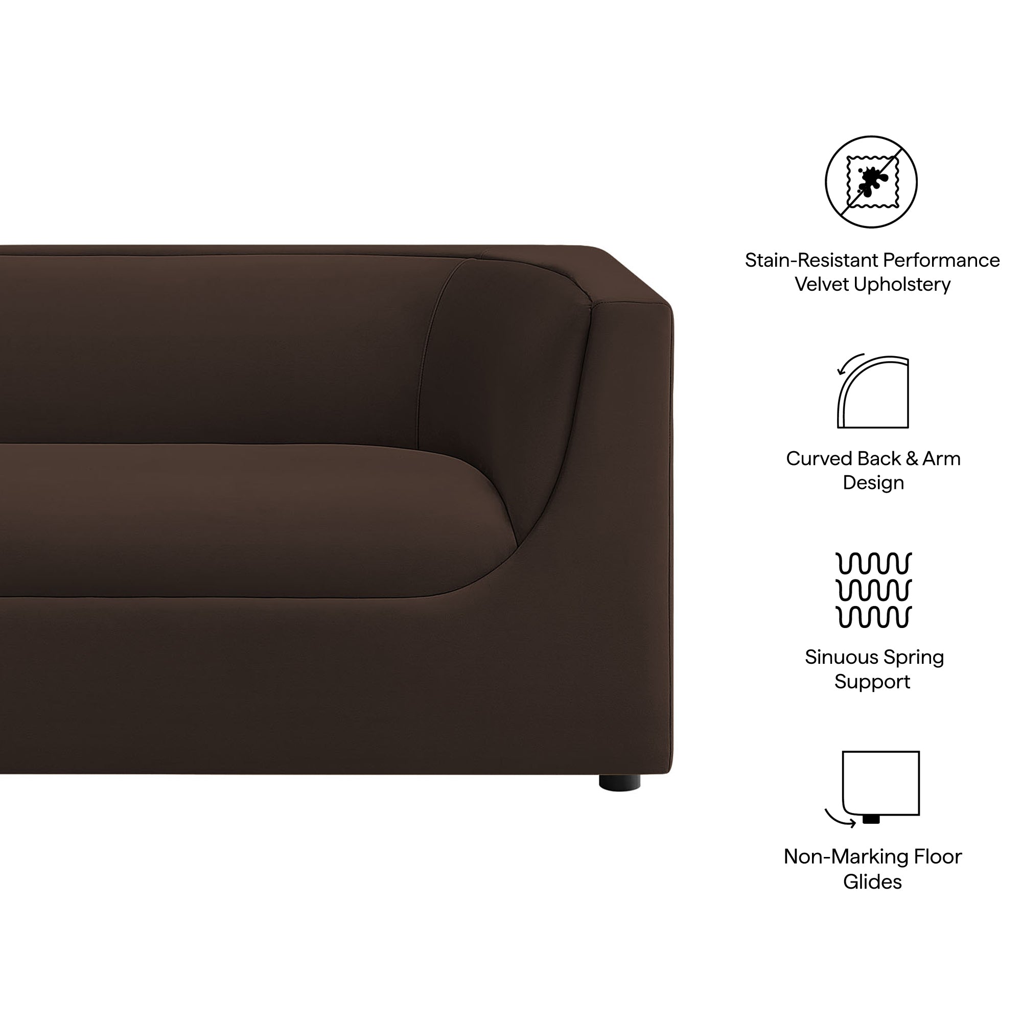 Hilda 67″ Curved Back Performance Velvet Loveseat view 3