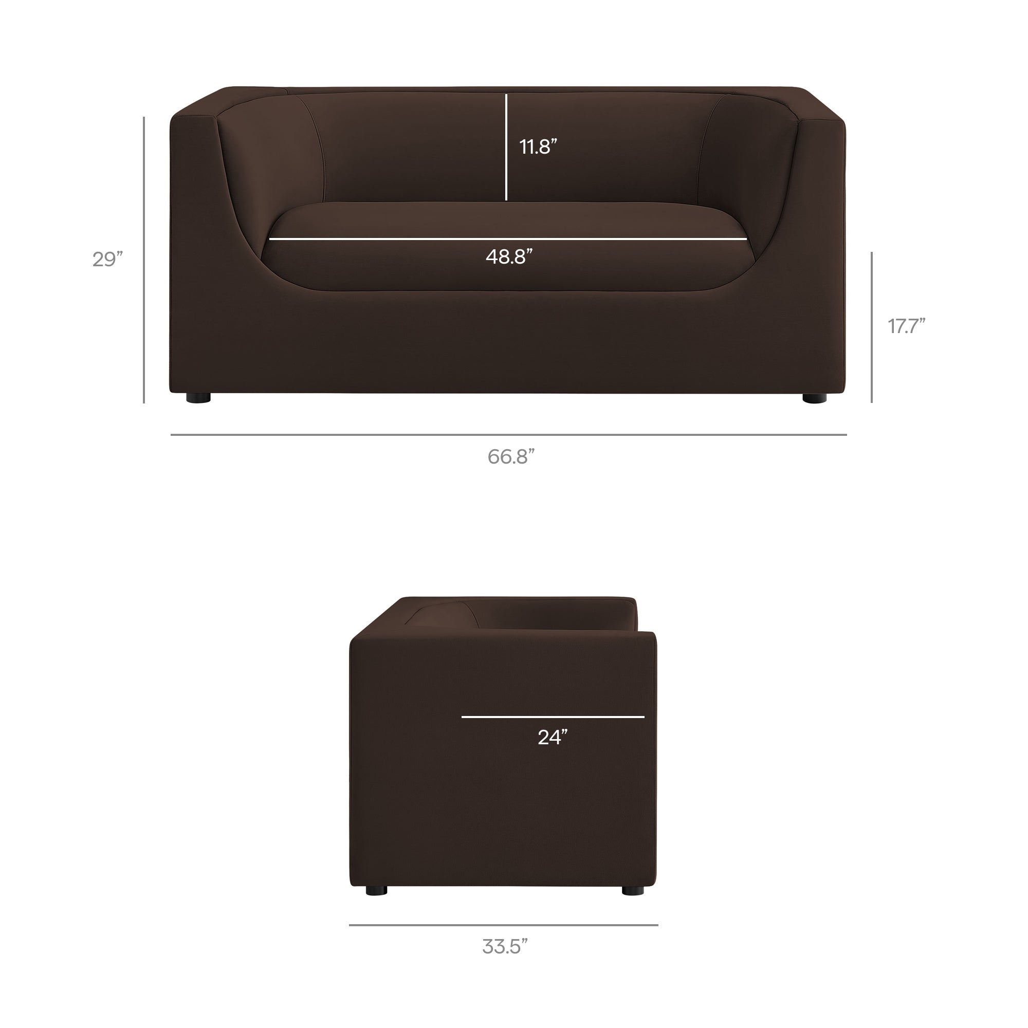 Hilda 67″ Curved Back Performance Velvet Loveseat view 4
